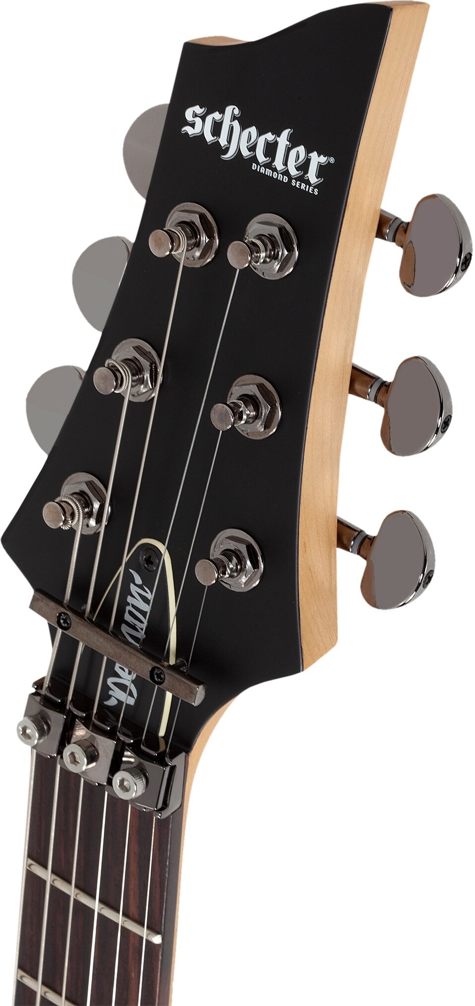Schecter Demon-6 FR-S Electric Guitar, Aged Black Satin, Action Position Back