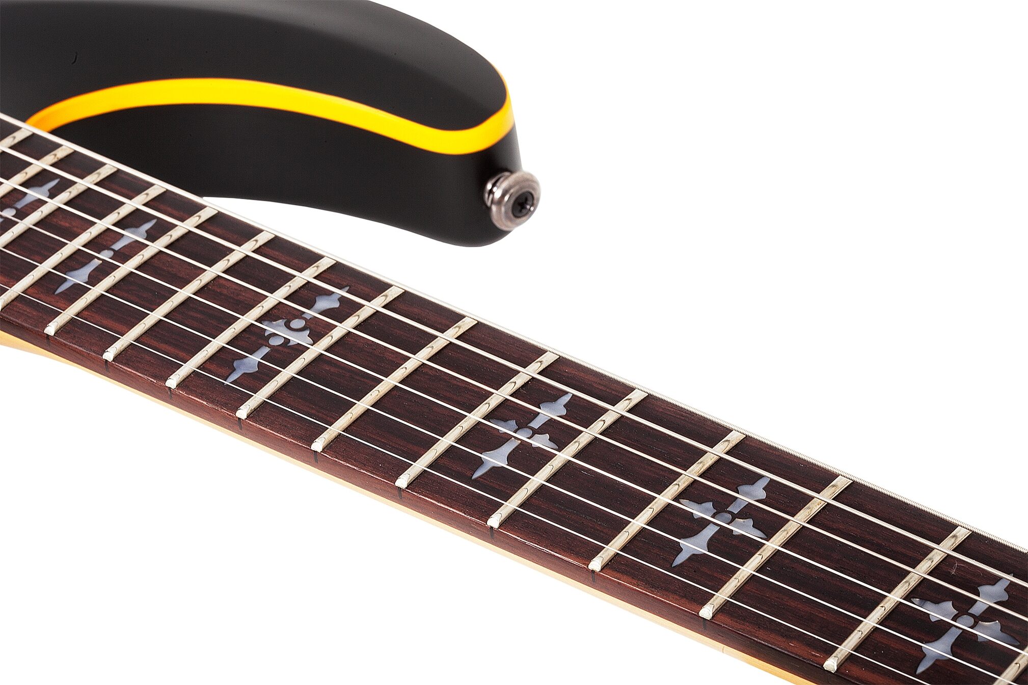 Schecter Demon-6 FR-S Electric Guitar, Aged Black Satin, Action Position Back