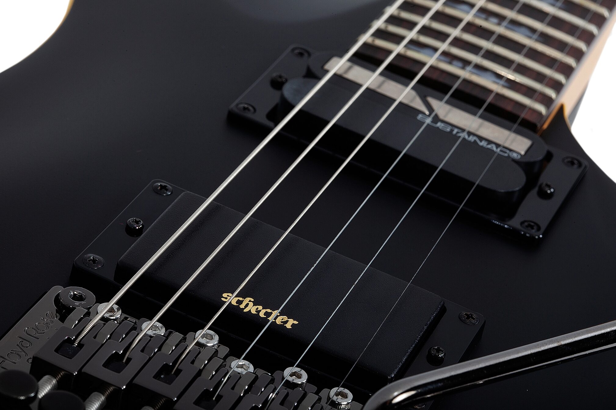 Schecter Demon-6 FR-S Electric Guitar, Aged Black Satin, Action Position Back