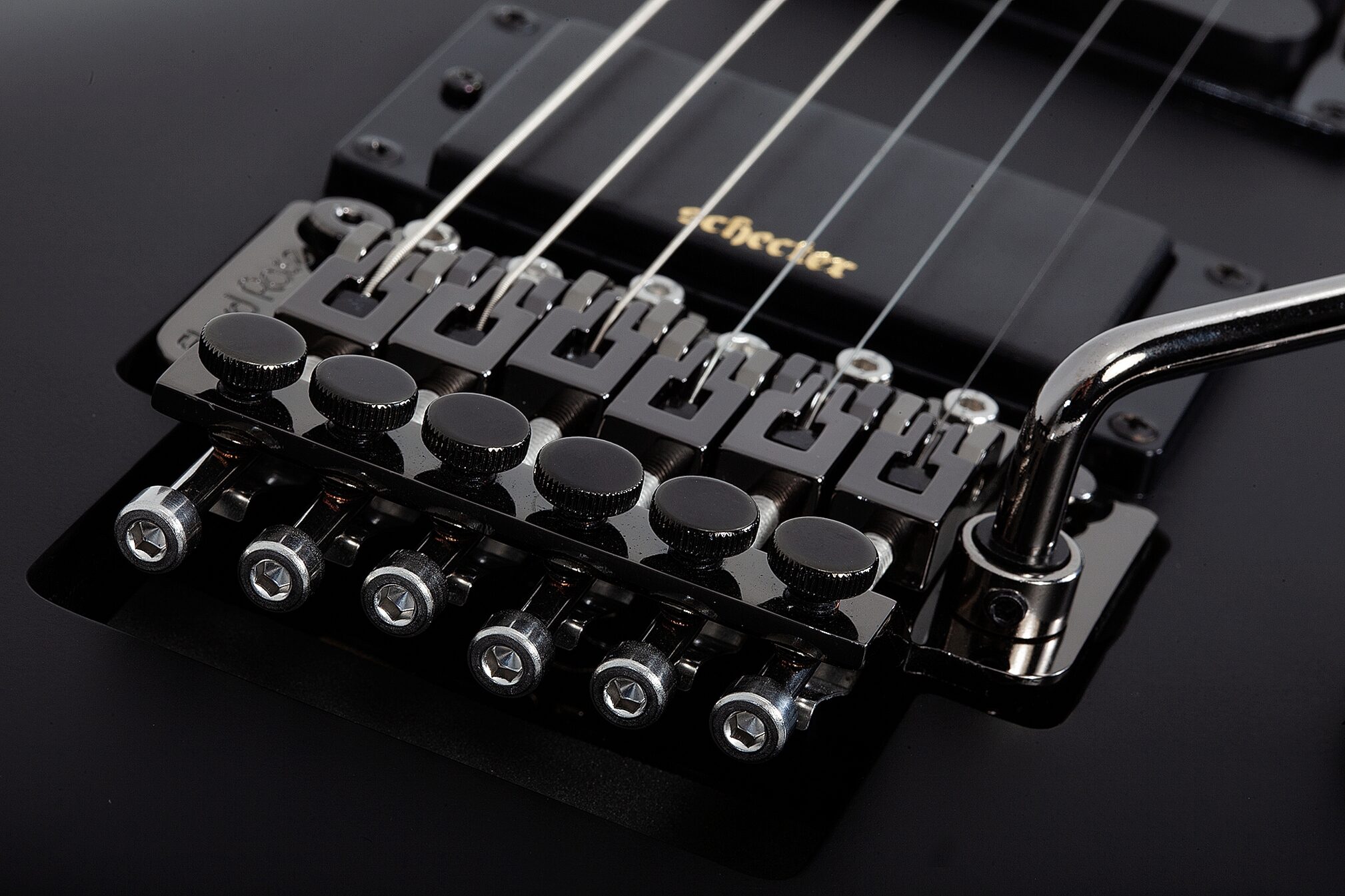 Schecter Demon-6 FR-S Electric Guitar, Aged Black Satin, Action Position Back