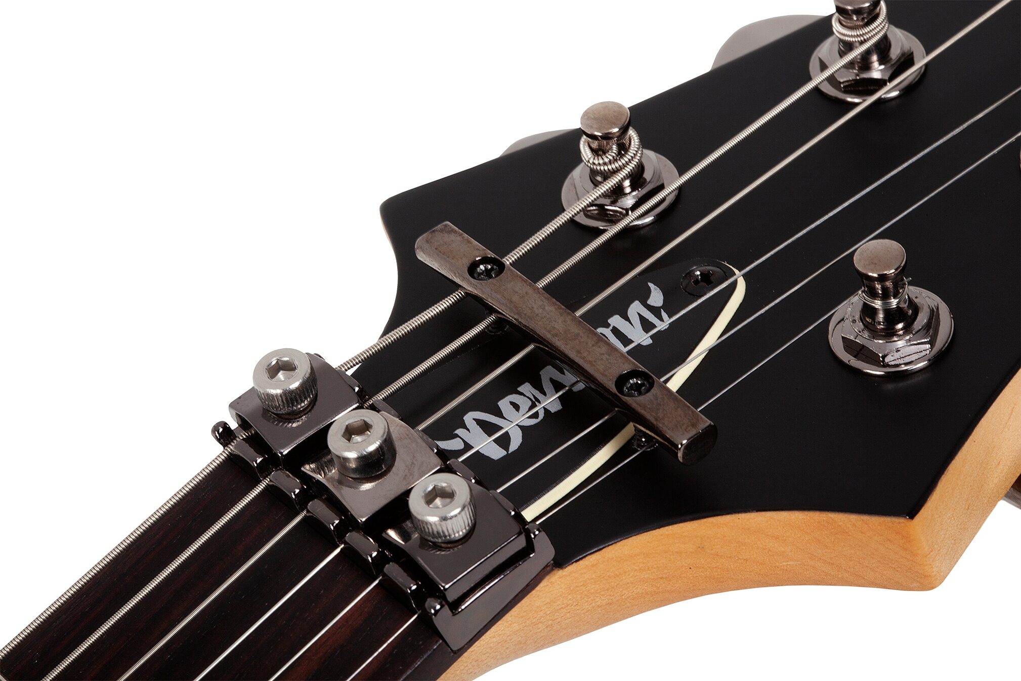 Schecter Demon-6 FR-S Electric Guitar, Aged Black Satin, Action Position Back