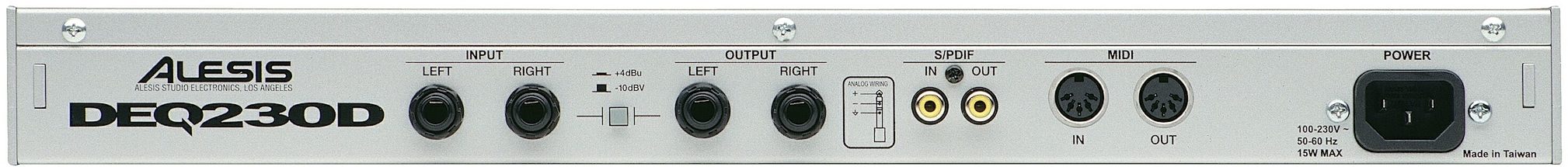 Alesis DEQ230D Digital Dual 30-Band Equalizer with Digital I/O, Back Panel