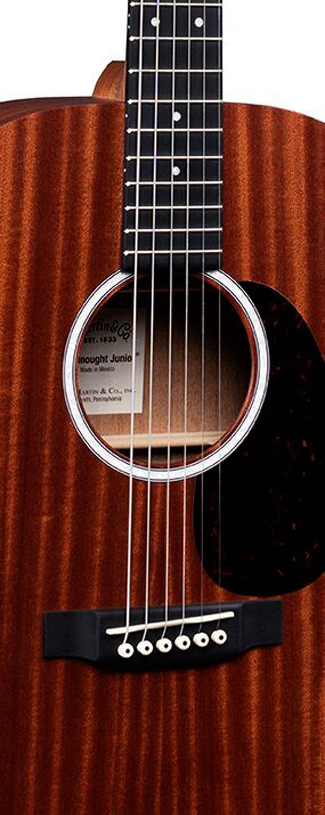 Martin D Jr-10 Acoustic-Electric Guitar (with Gig Bag), Action Position Back