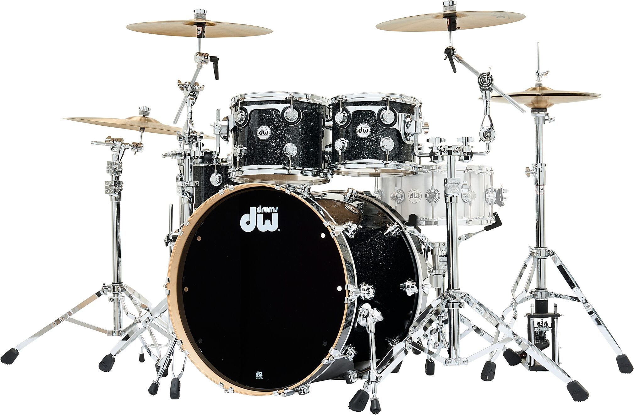 Drum Workshop Collector's Series SSC Maple 4-Piece Shell Kit, Black Ice, Action Position Back