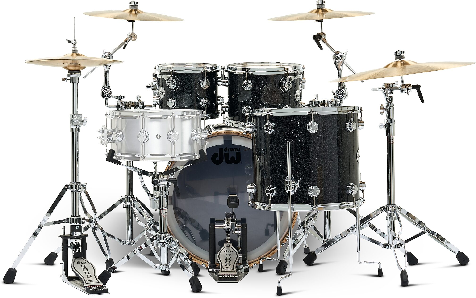 Drum Workshop Collector's Series SSC Maple 4-Piece Shell Kit, Black Ice, Action Position Back