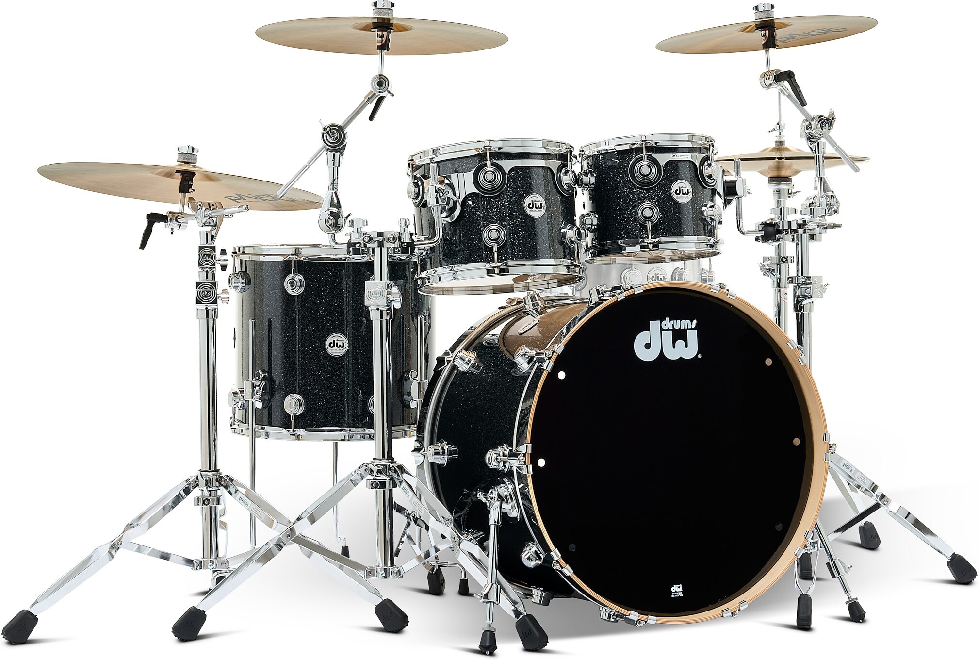 Drum Workshop Collector's Series SSC Maple 4-Piece Shell Kit, Black Ice, Action Position Back