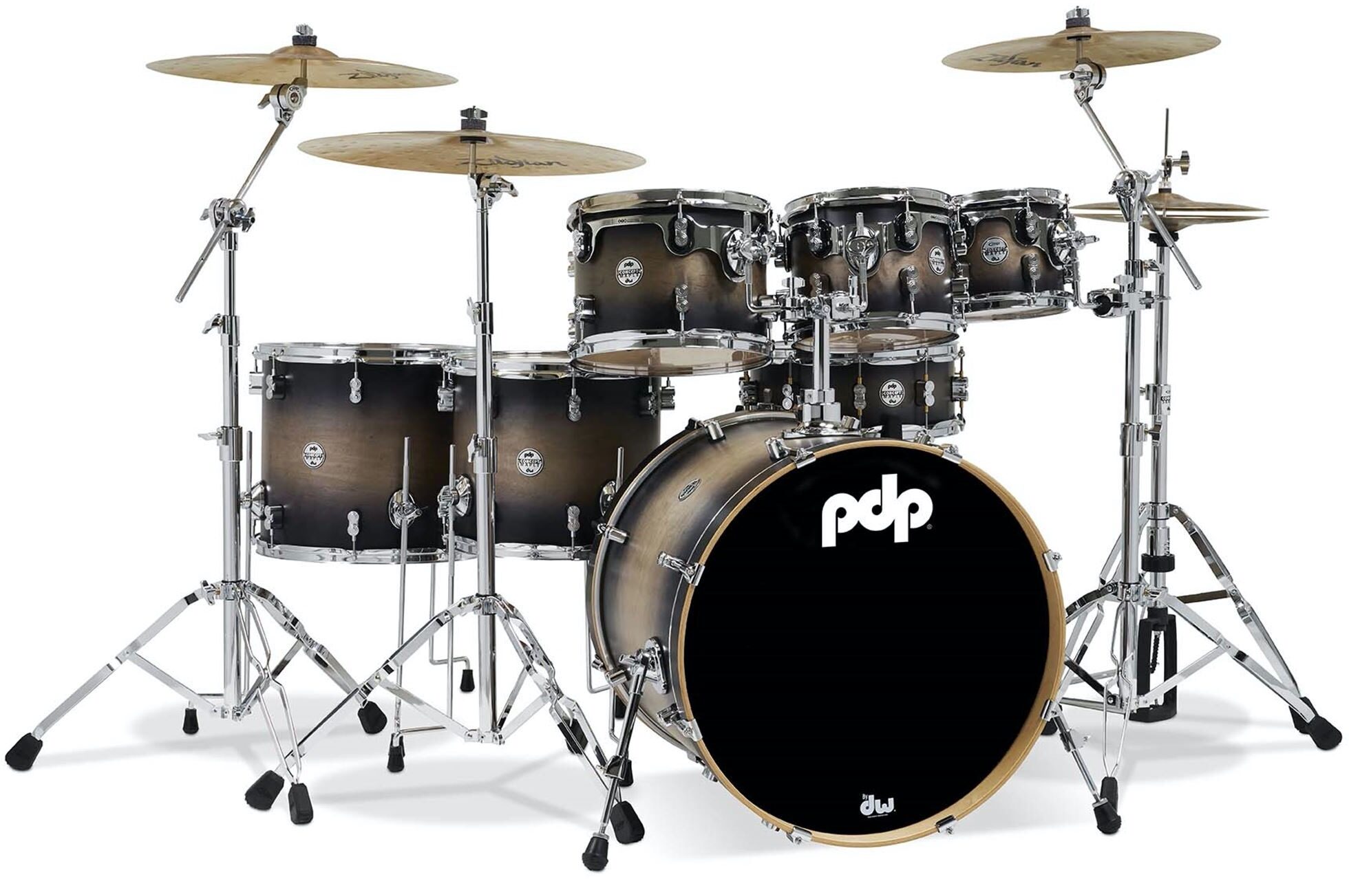 Pacific Drums Concept Maple Drum Shell Kit, 7-Piece, Satin Charcoal Burst, Main