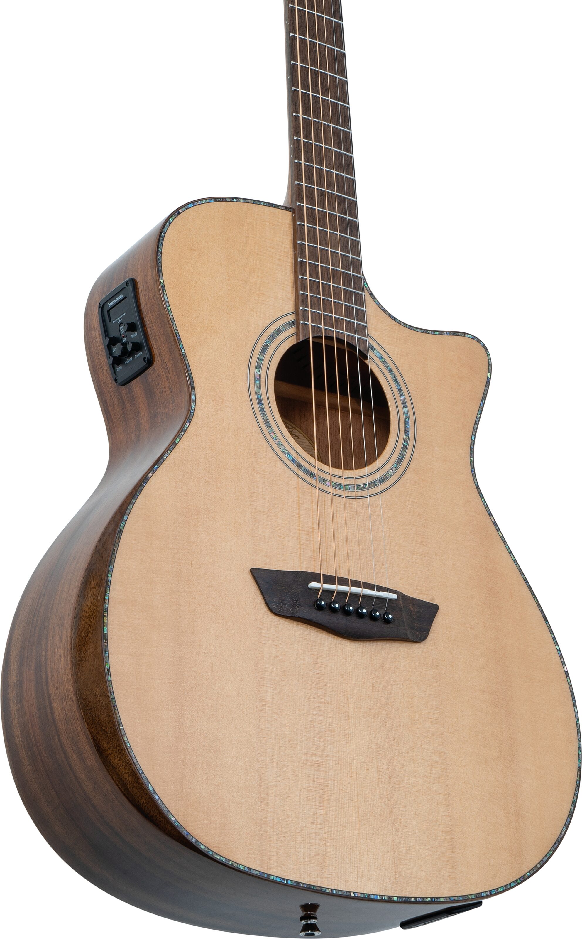 Washburn G105SCE Comfort Series Grand Auditorium Acoustic-Electric Guitar, Action Position Back