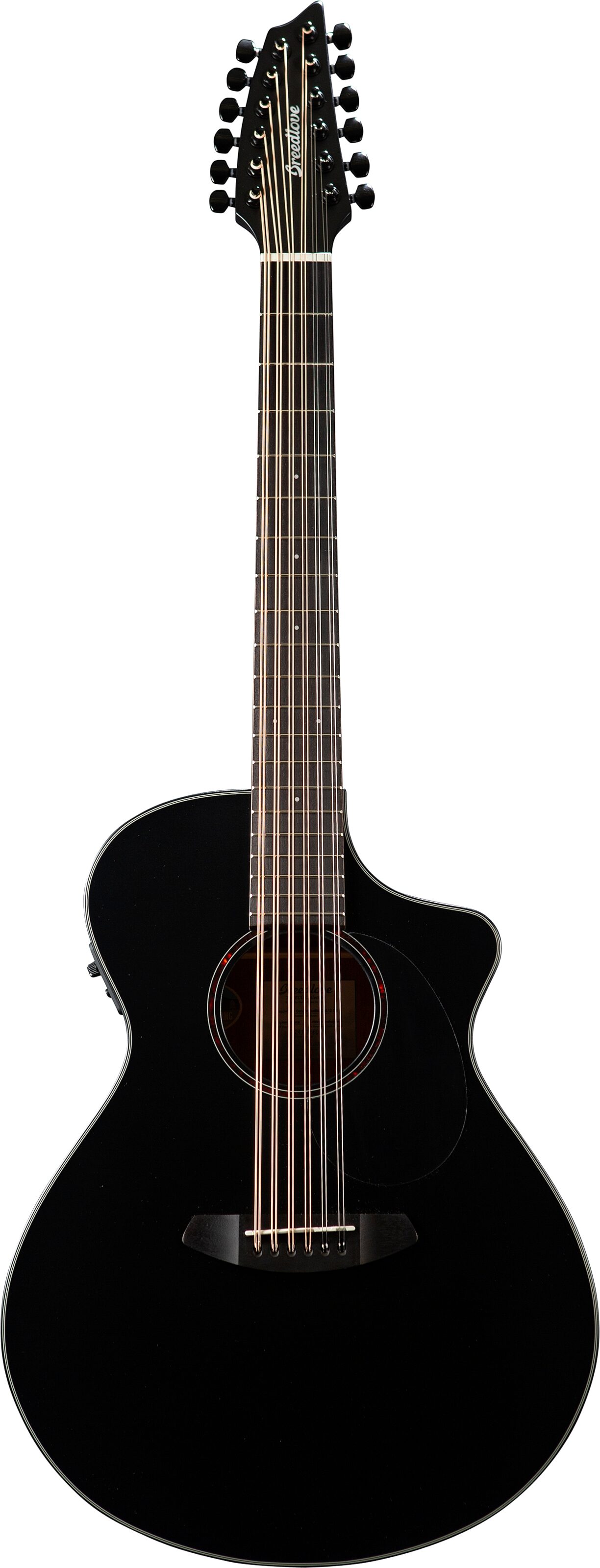 Breedlove Discovery S Concert Double Course CE Acoustic-Electric Guitar, 12-String, Black, Action Position Back