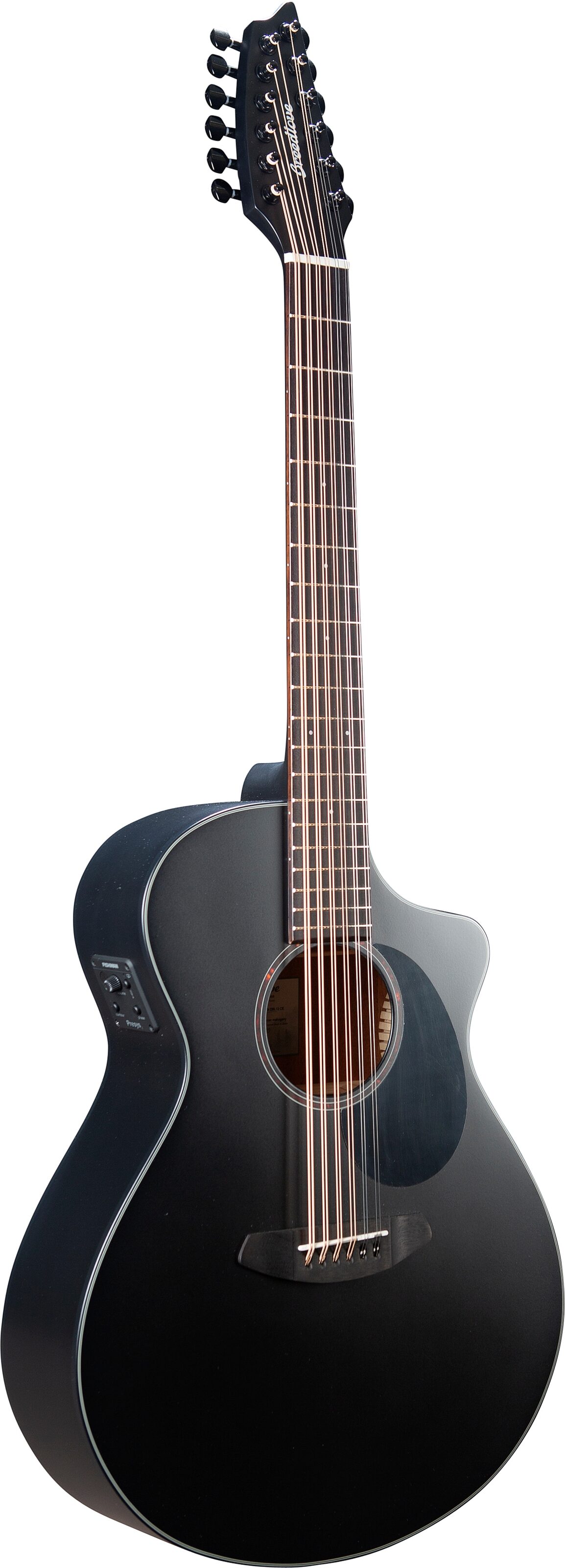 Breedlove Discovery S Concert Double Course CE Acoustic-Electric Guitar, 12-String, Black, Action Position Back