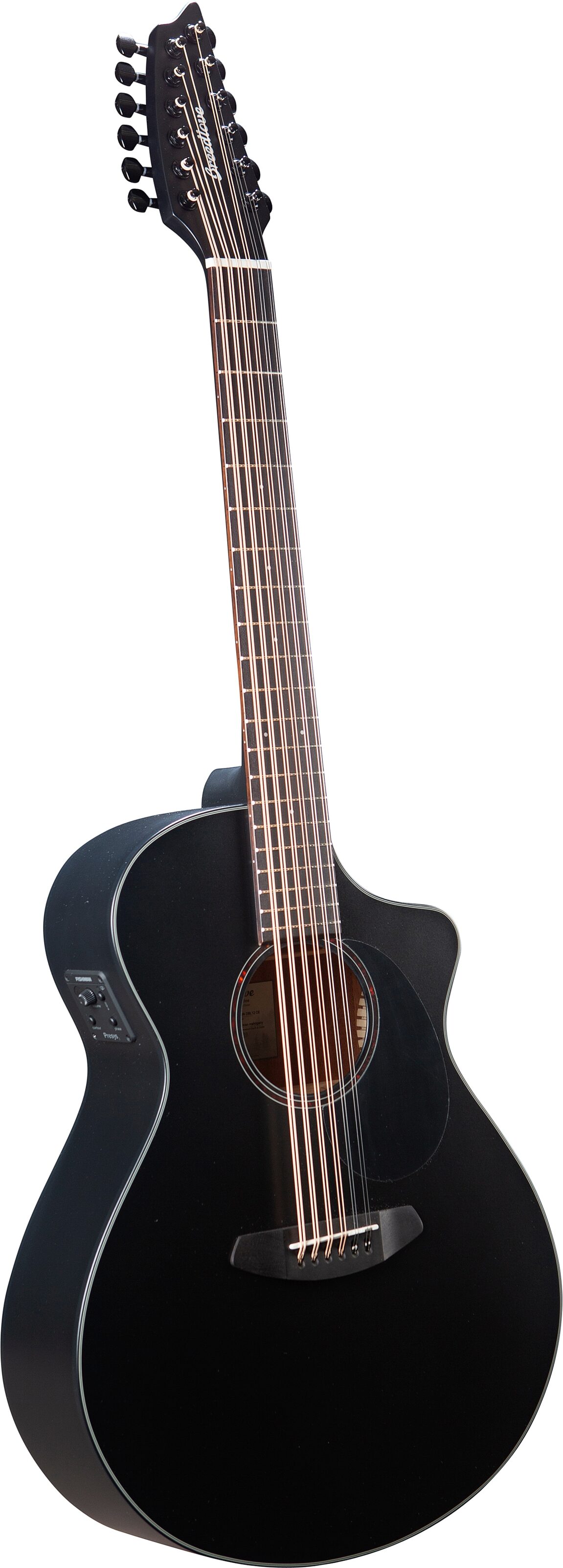 Breedlove Discovery S Concert Double Course CE Acoustic-Electric Guitar, 12-String, Black, Action Position Back