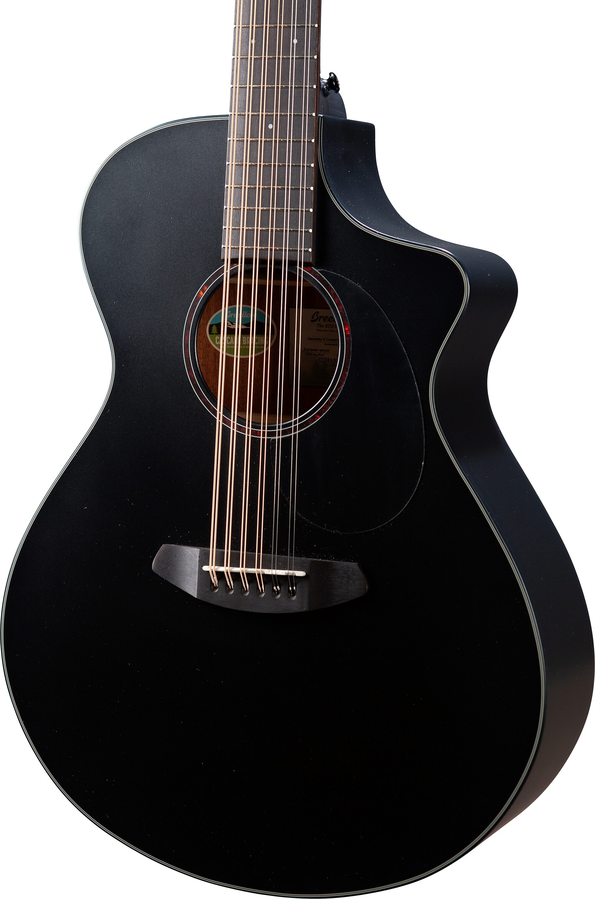 Breedlove Discovery S Concert Double Course CE Acoustic-Electric Guitar, 12-String, Black, Action Position Back