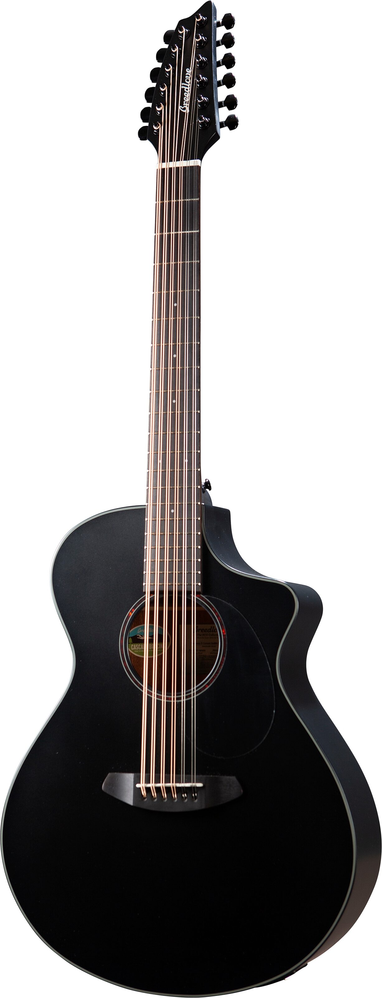 Breedlove Discovery S Concert Double Course CE Acoustic-Electric Guitar, 12-String, Black, Action Position Back
