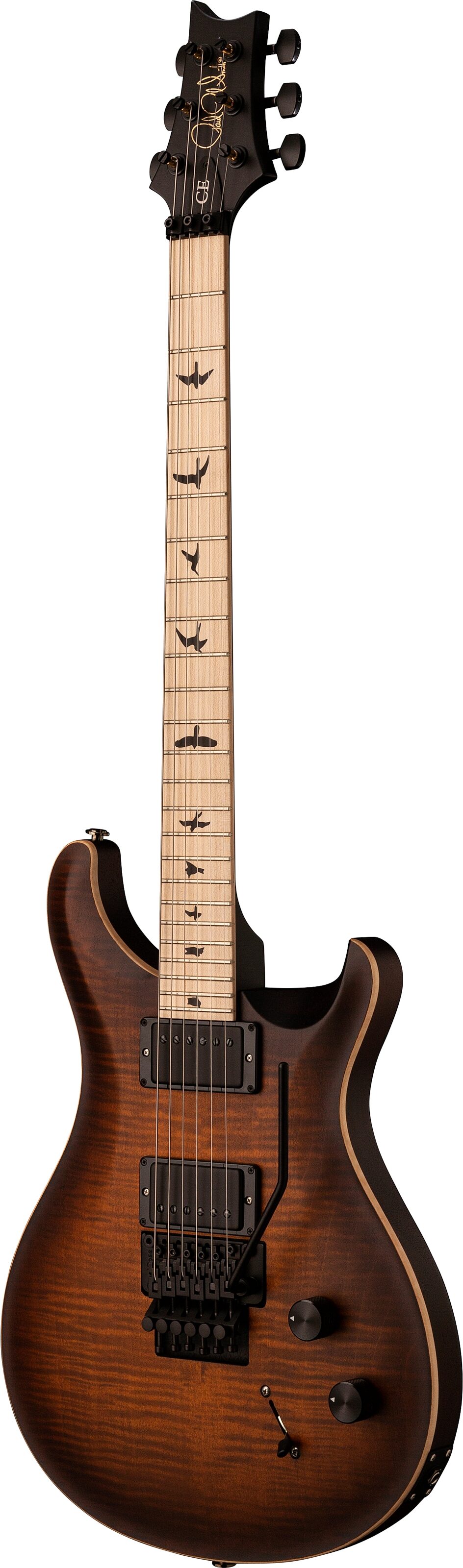 PRS Paul Reed Smith Dustie Waring CE24 Electric Guitar, with Floyd Rose (with Gig Bag), Burnt Amber Smokeburst, Open Box (Very Good), Action Position Back