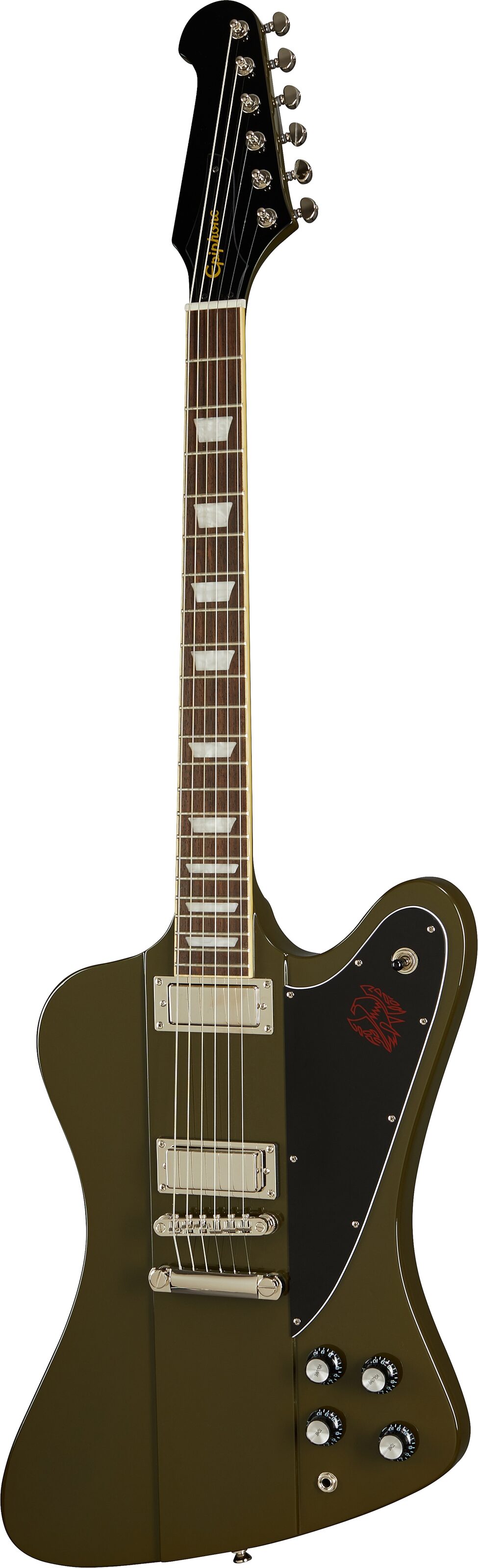 Epiphone Exclusive Firebird Electric Guitar, Olive Drab Green, Open Box (Very Good), Action Position Back