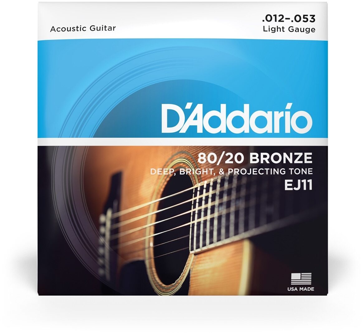 D'Addario 80/20 Bronze Acoustic Guitar Strings, Light, 12-53, EJ11, view
