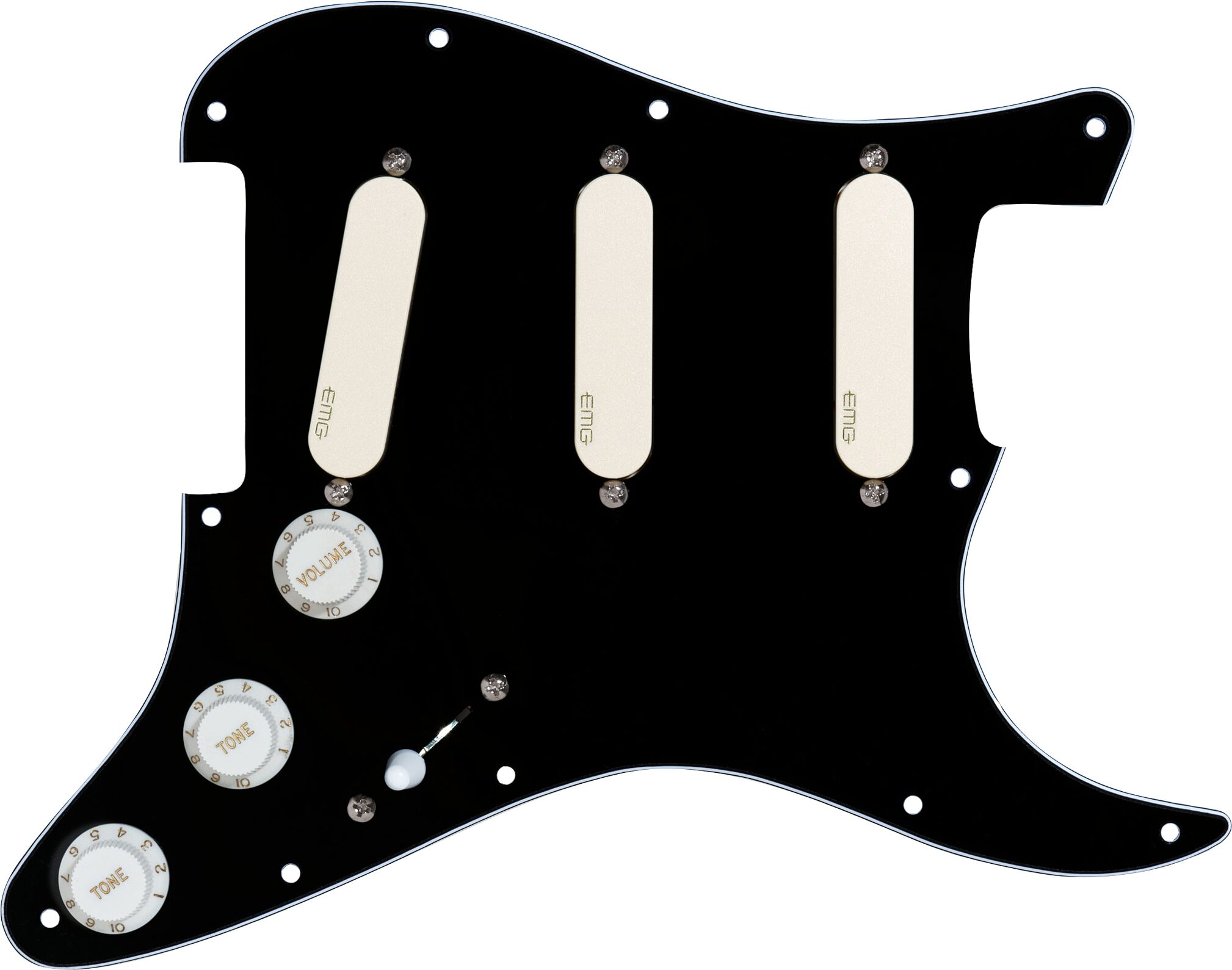 EMG DG20 Total Eclipse Pre-Wired Pickguard, Ivory, Action Position Front
