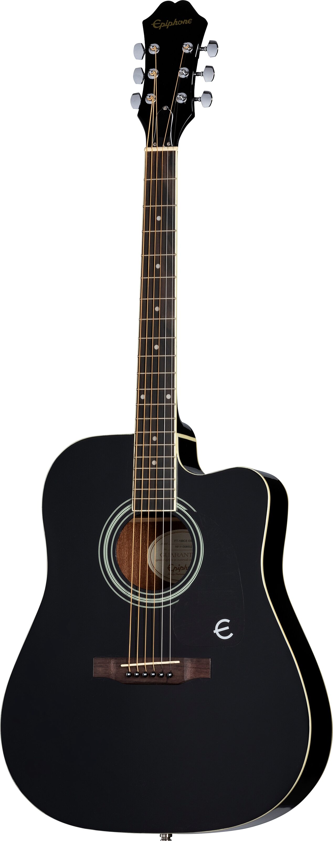 Epiphone FT-100 CE Songmaker Deluxe Acoustic-Electric Guitar, Ebony, Action Position Back