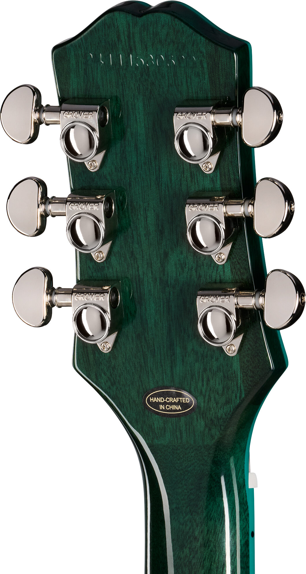 Epiphone Exclusive Inspired by Gibson Les Paul Custom Widow Electric Guitar (with Gig Bag), Peacock, Action Position Back
