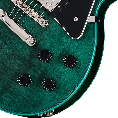 Epiphone Exclusive Inspired by Gibson Les Paul Custom Widow Electric Guitar (with Gig Bag), Peacock, Action Position Back