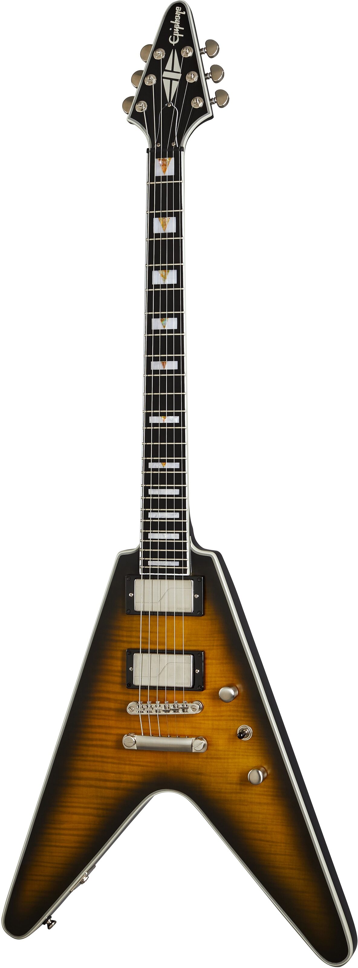 Epiphone Flying V Prophecy Electric Guitar, Yellow Tiger Aged Gloss, Open Box (Very Good), Action Position Back