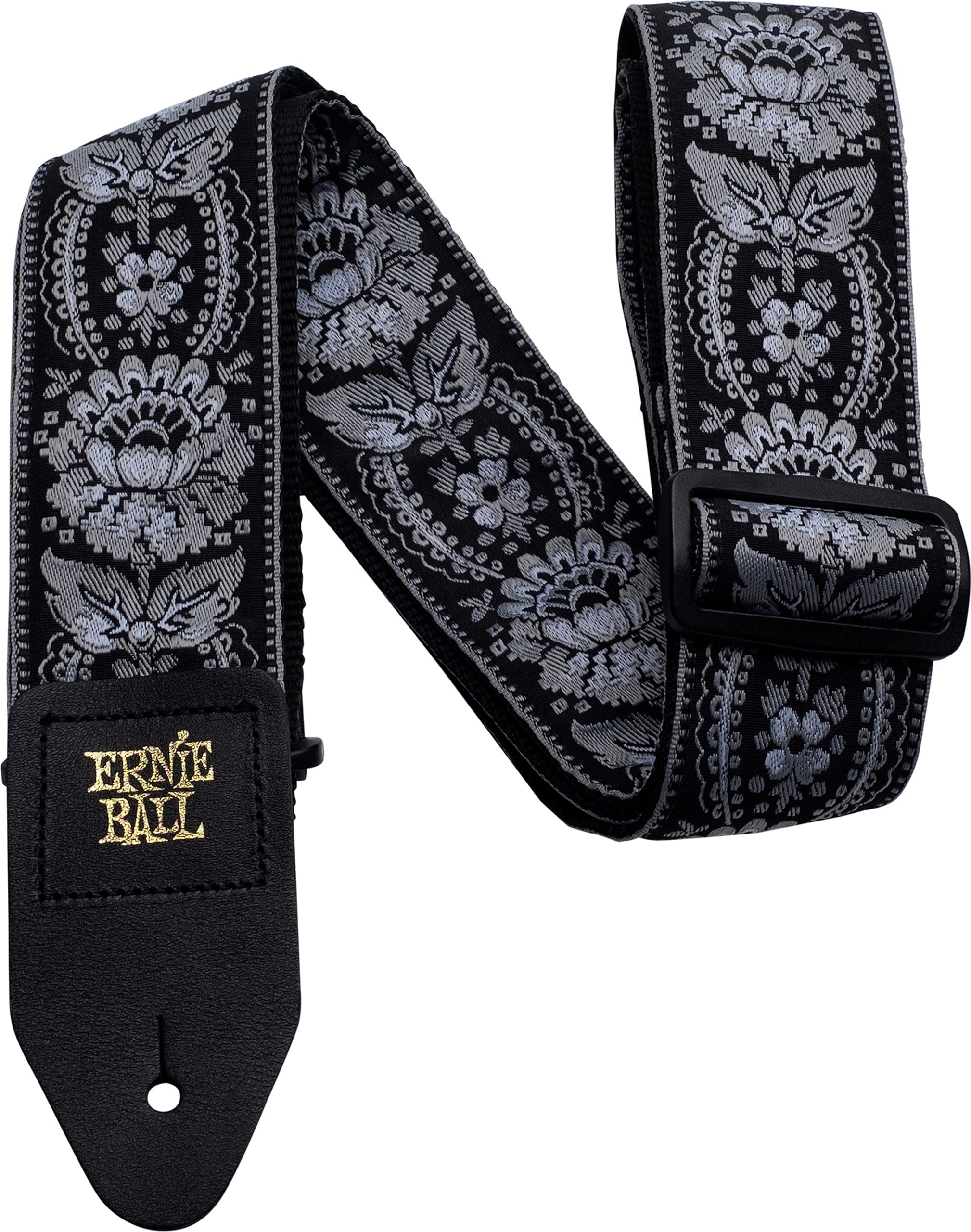 Ernie Ball Jacquard Guitar Strap, Silver Orleans, Action Position Back