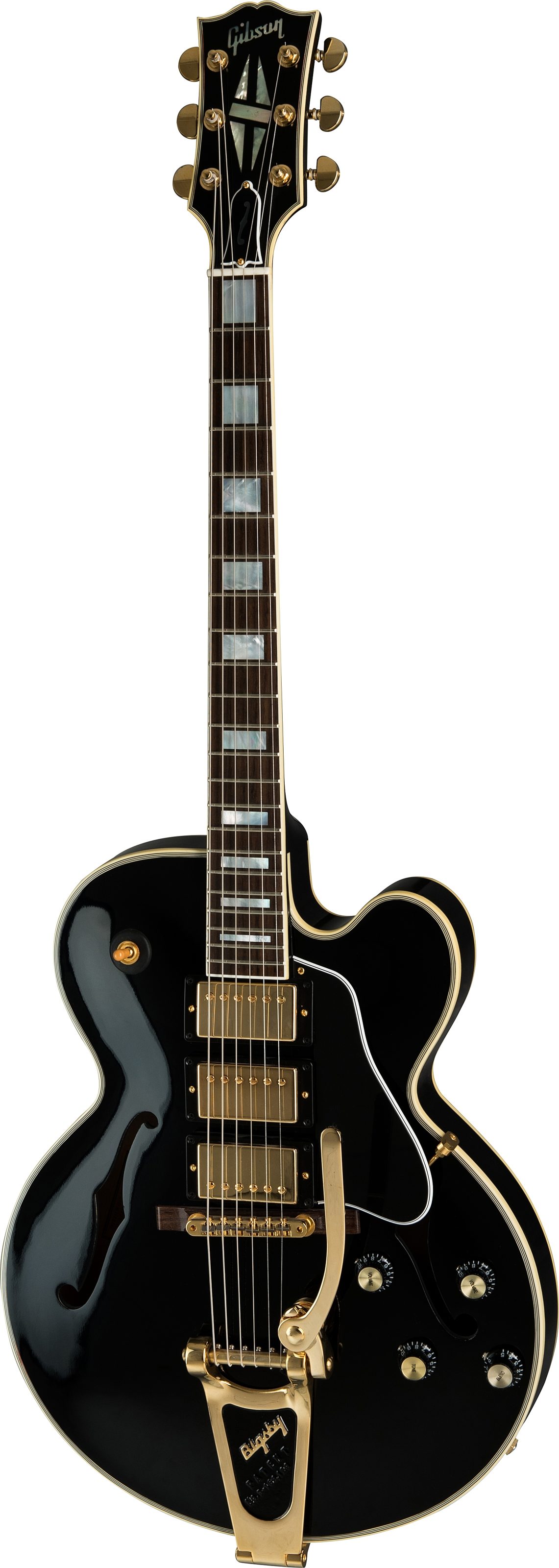 Gibson 2019 ES-275 Black Beauty Bigsby Thinline Semi-Hollowbody Electric Guitar (with Case), Action Position Back