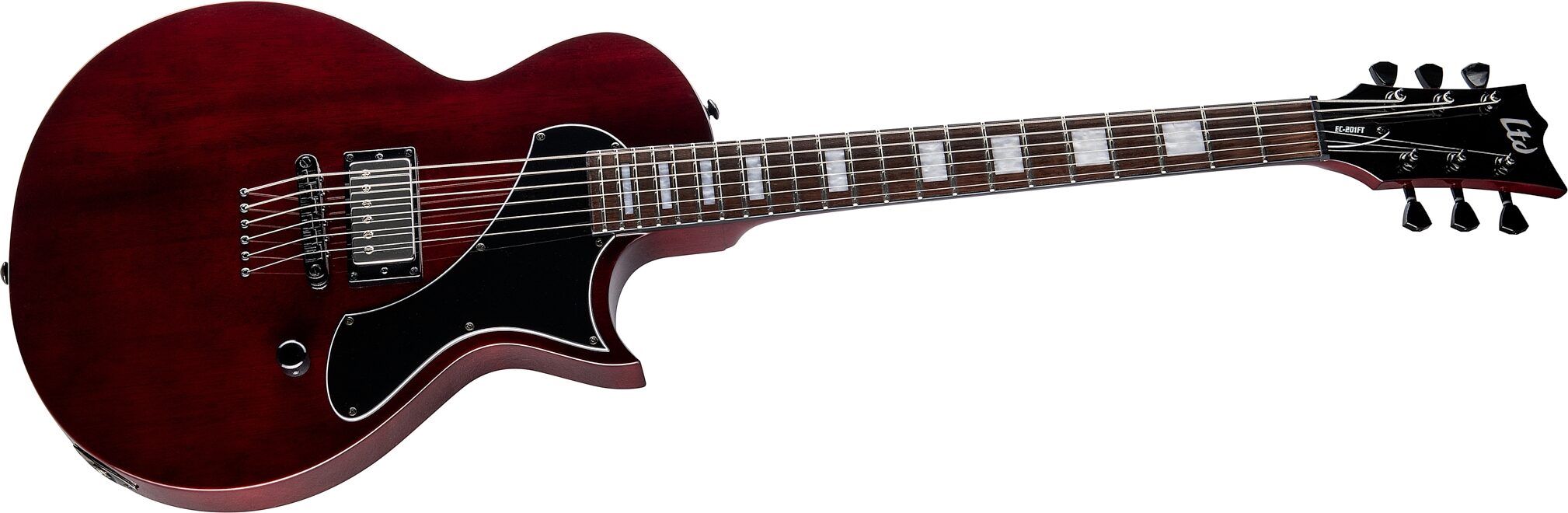 ESP LTD EC-201FT Electric Guitar, See Thru Black Cherry, Action Position Back