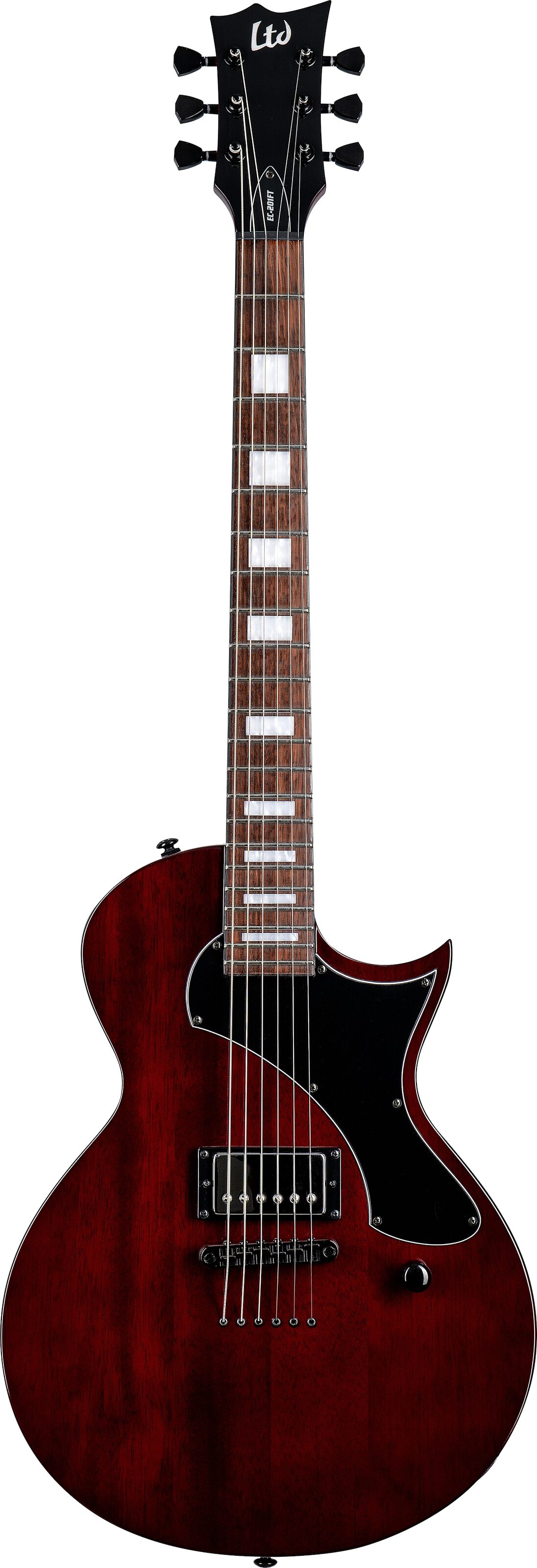 ESP LTD EC-201FT Electric Guitar, See Thru Black Cherry, Action Position Back