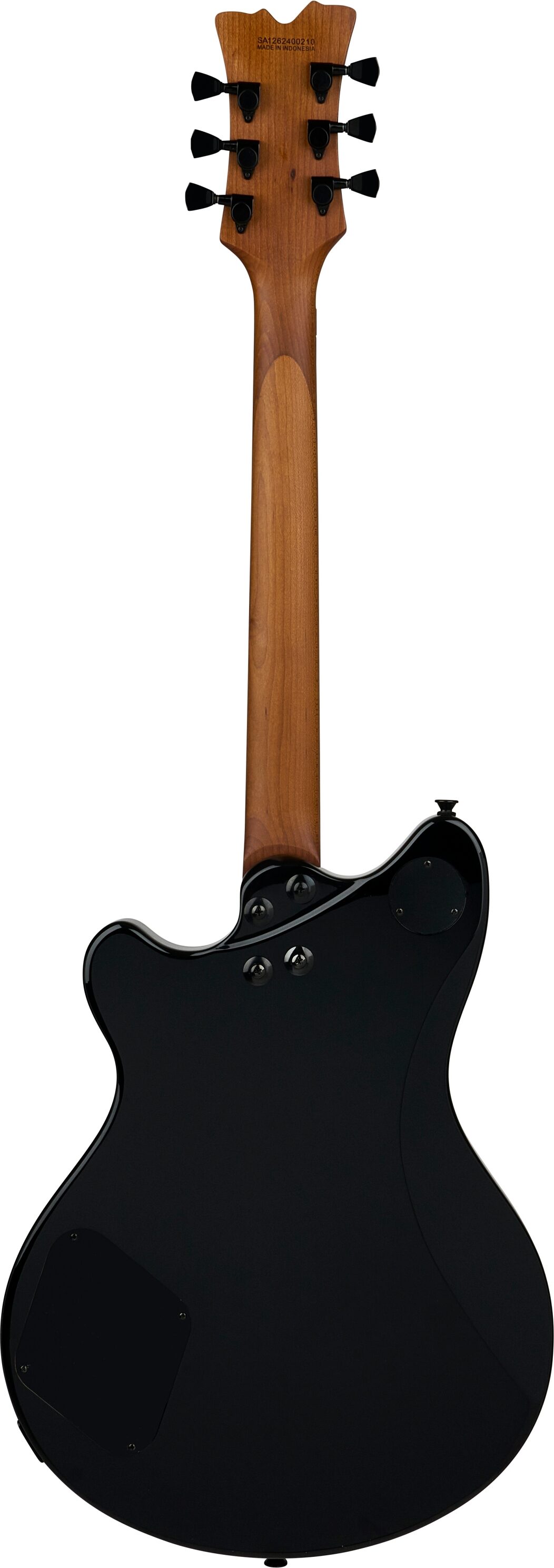 EVH Eddie Van Halen SA-126 Standard Centerblock Electric Guitar, Piano Black, Action Position Back