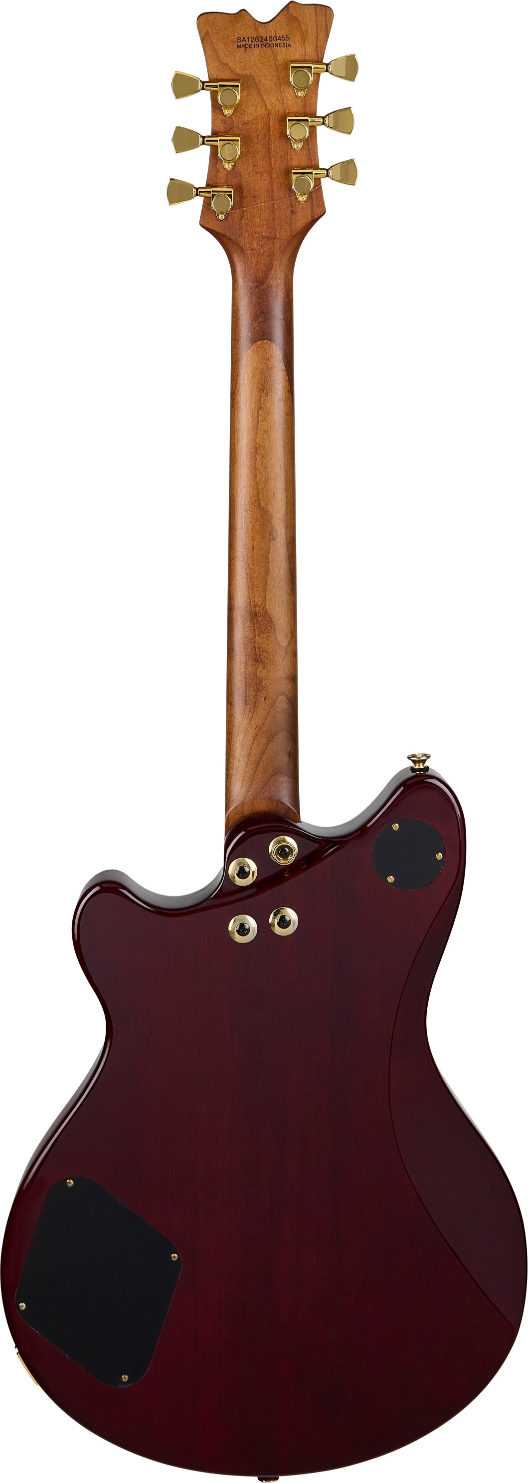 EVH Eddie Van Halen SA-126 Standard Centerblock Electric Guitar, Wine Red, Action Position Back