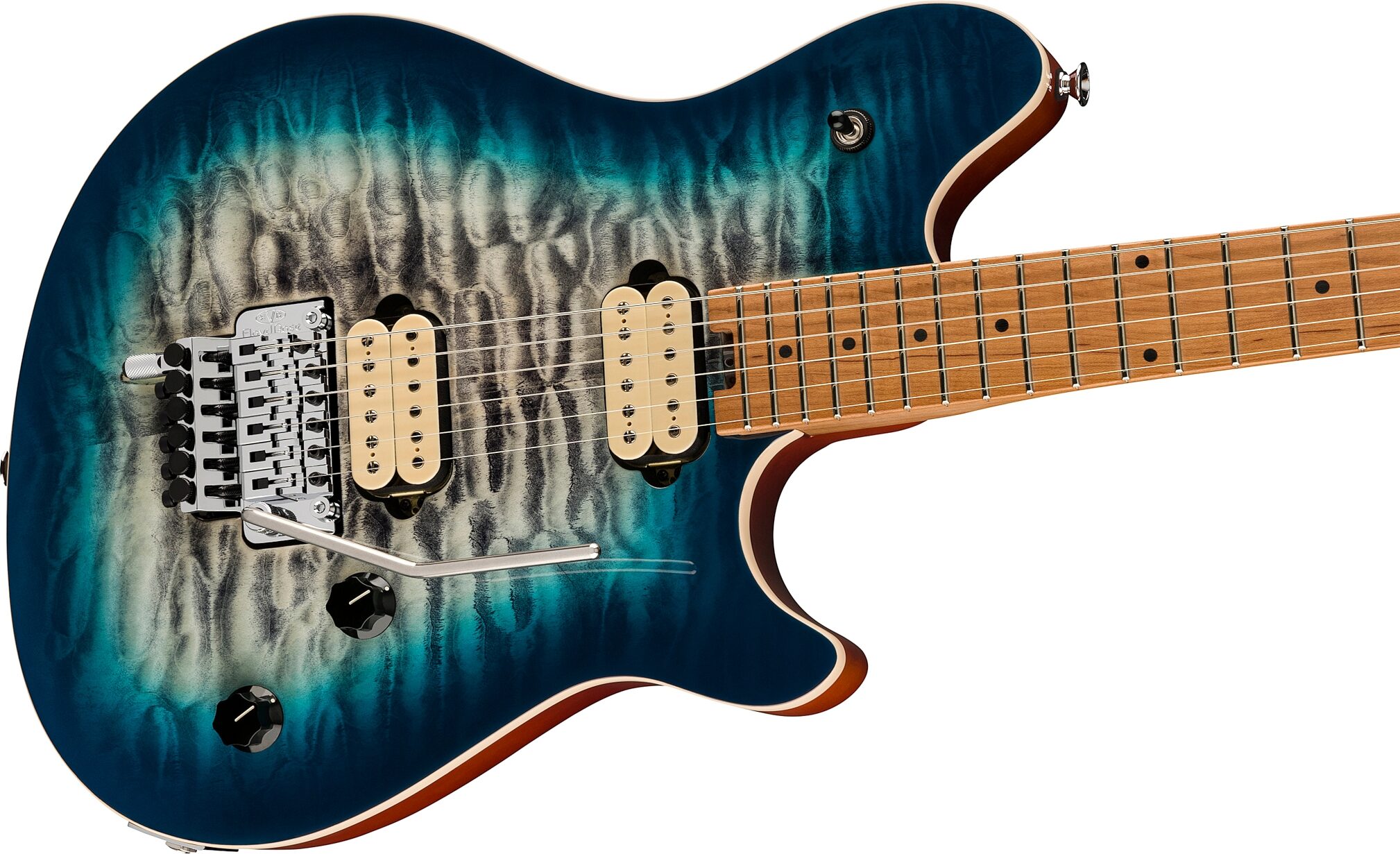 EVH Eddie Van Halen Wolfgang Special Quilted Maple Electric Guitar, Indigo Burst, Action Position Back