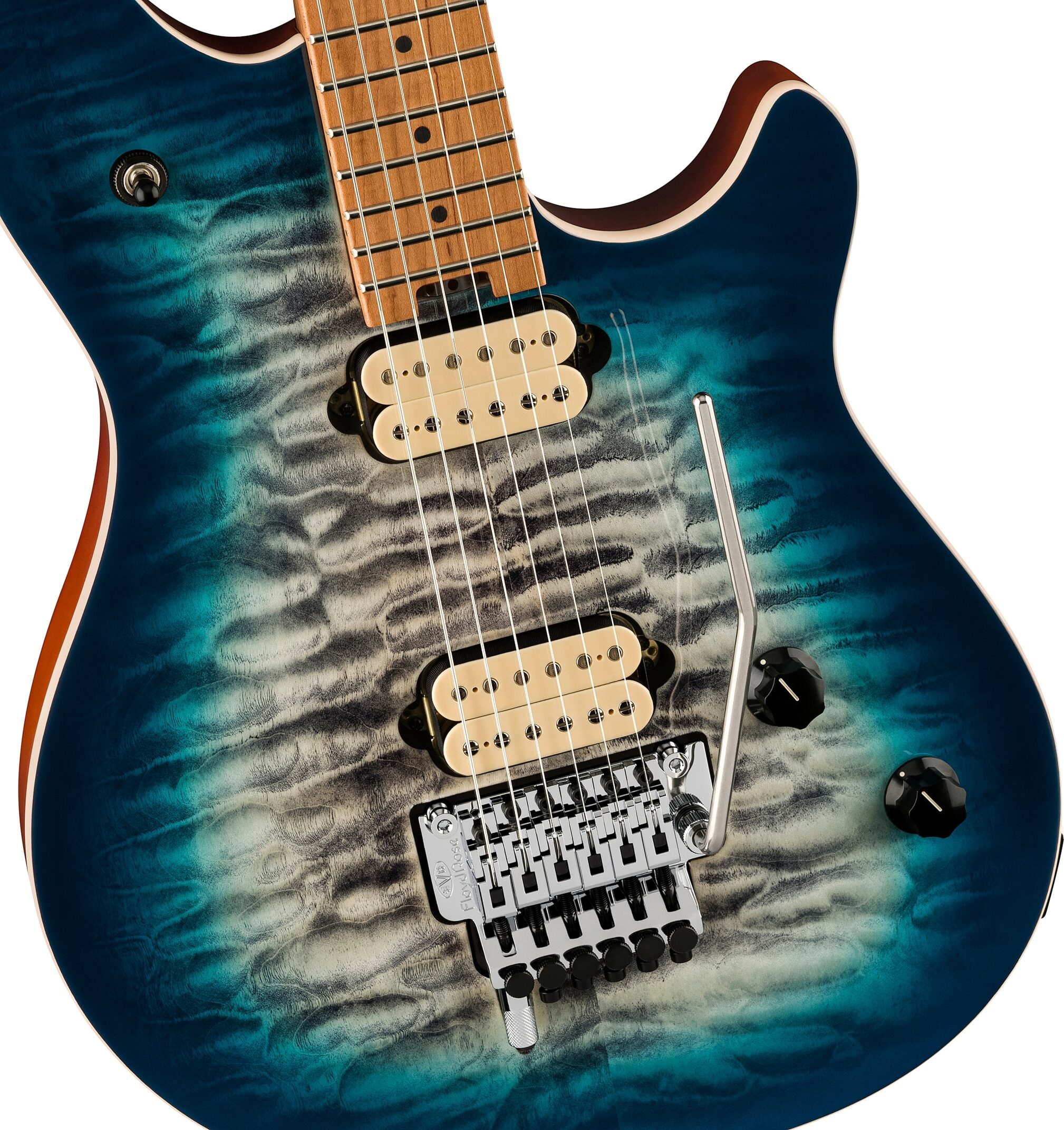EVH Eddie Van Halen Wolfgang Special Quilted Maple Electric Guitar, Indigo Burst, Action Position Back