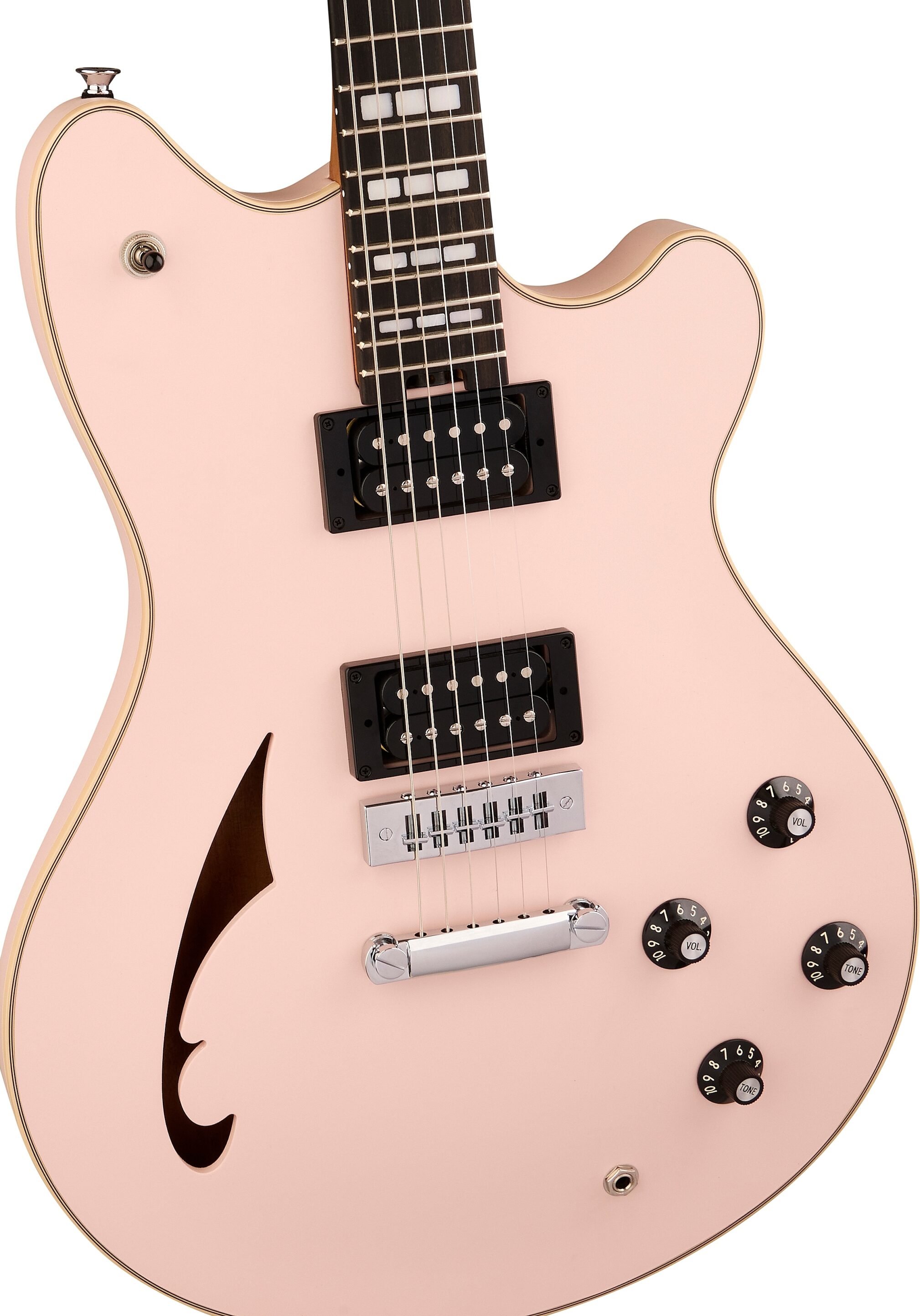 EVH Eddie Van Halen Limited Edition SA-126 Special Electric Guitar, with Ebony Fingerboard (with Case), Satin Shell Pink, Action Position Back