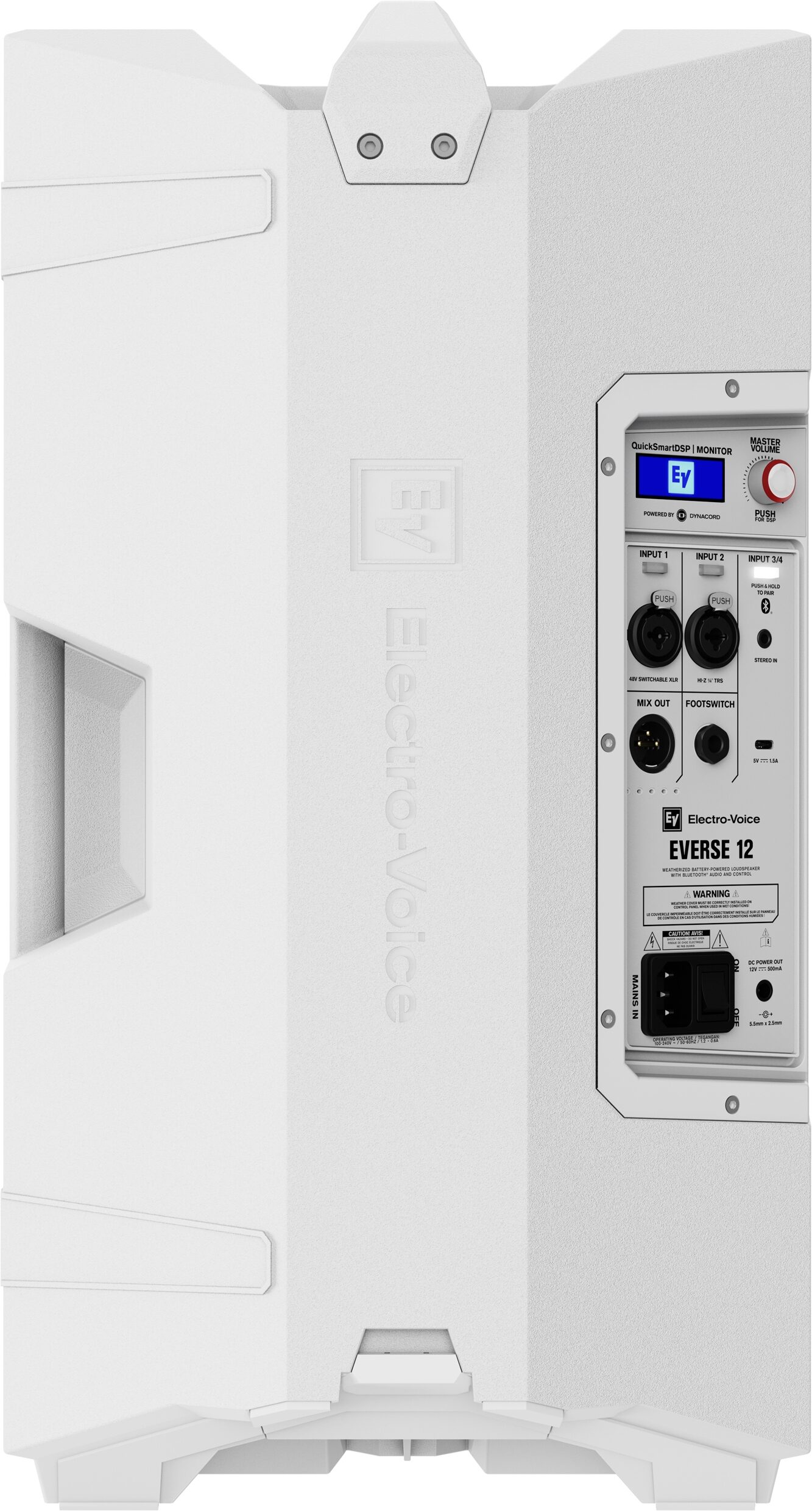 Electro-Voice EVERSE 12 Battery-Powered PA Speaker, White, Action Position Back