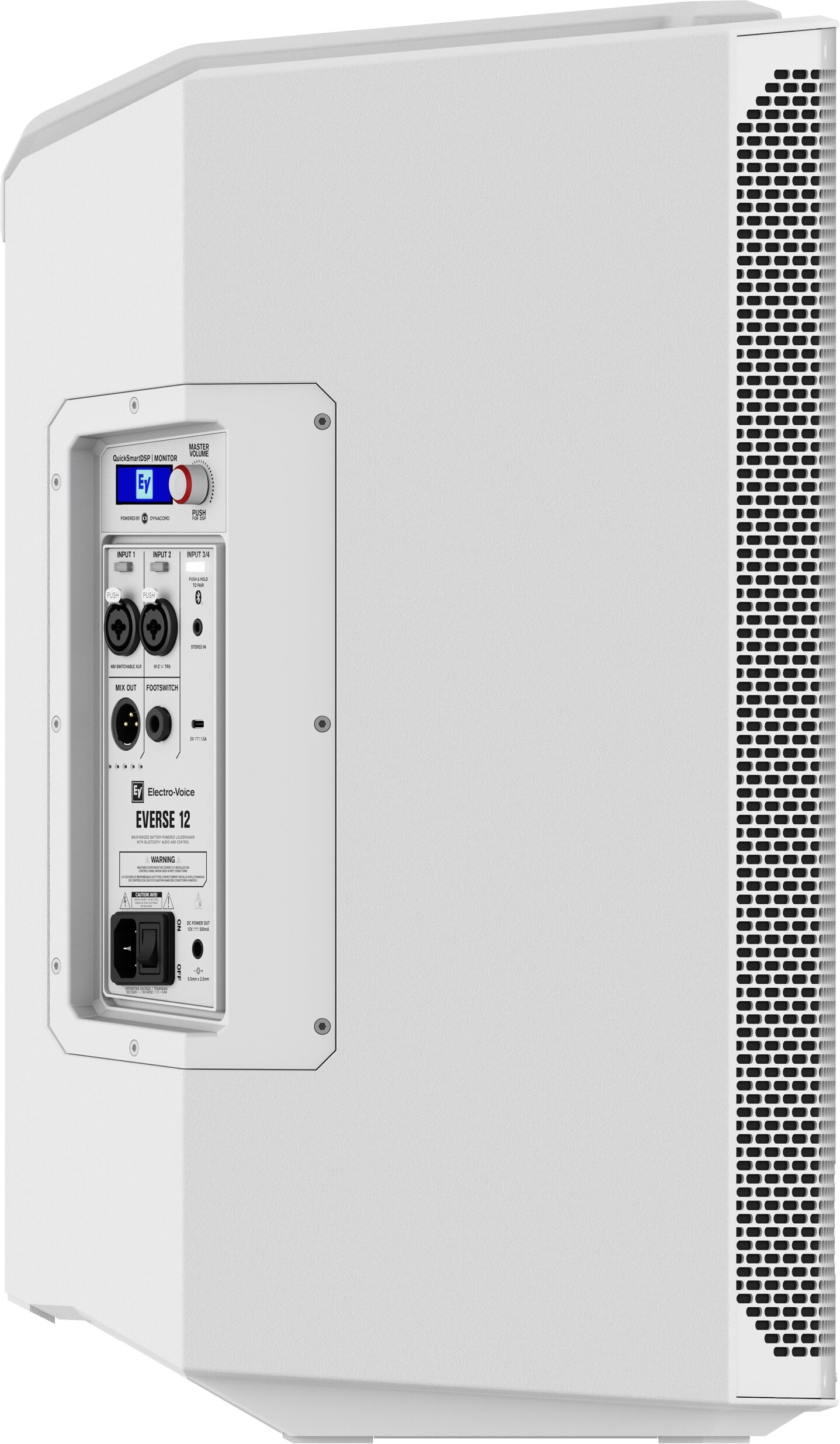 Electro-Voice EVERSE 12 Battery-Powered PA Speaker, White, Action Position Back