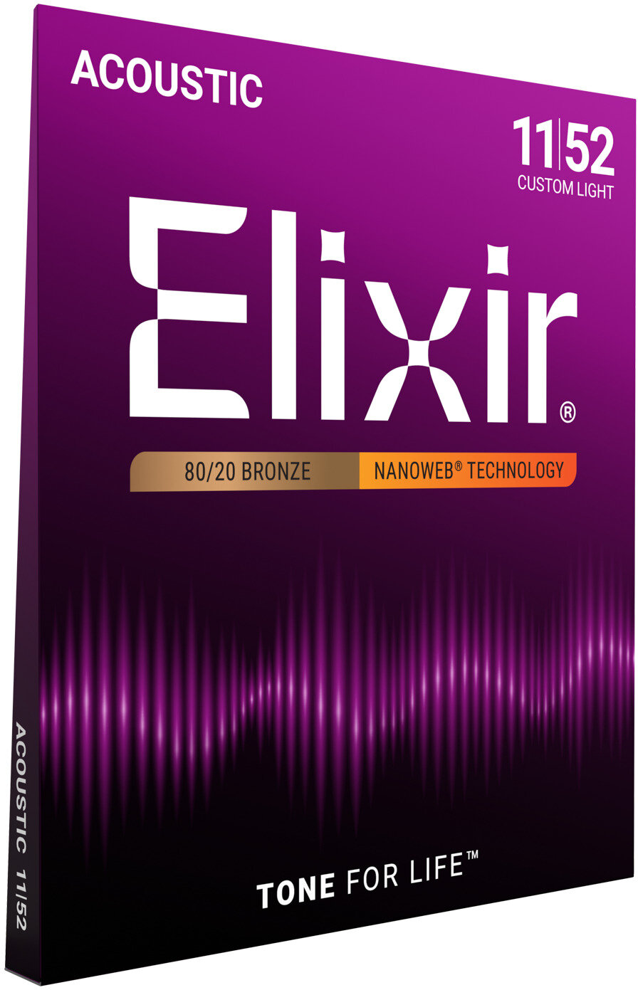 Elixir Nanoweb Acoustic Guitar Strings, 11-52, 11027, Custom Light, View2