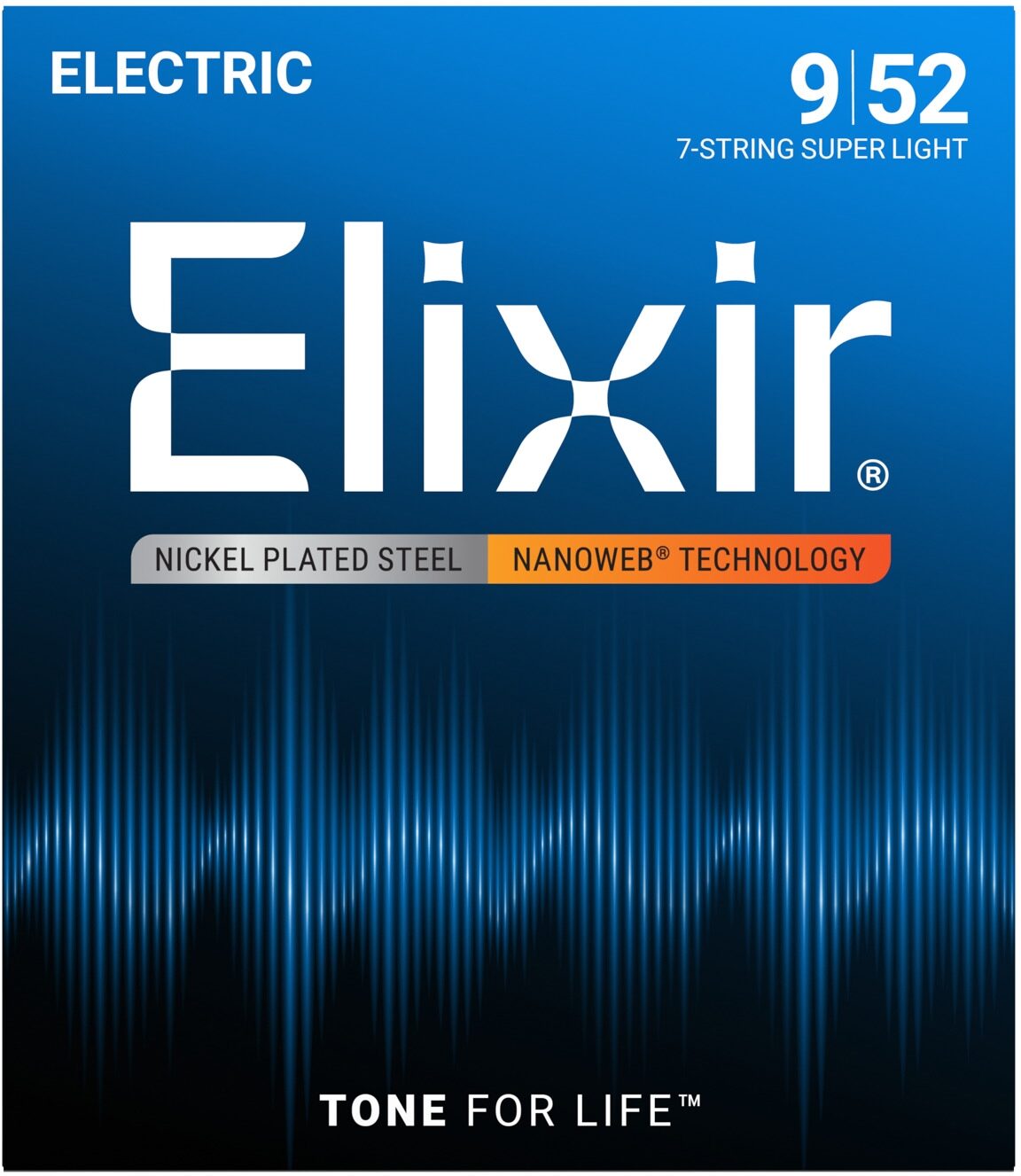 Elixir Nanoweb 7-String Electric Guitar Strings, 9-52, Super Light, Main