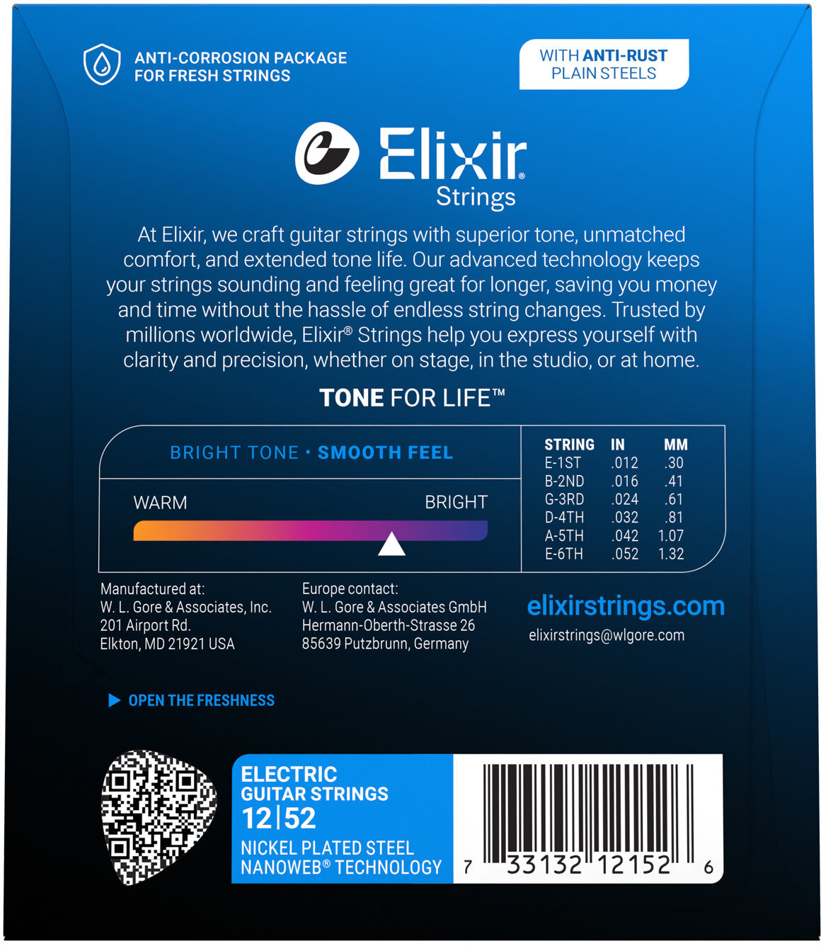 Elixir Nanoweb Electric Guitar Strings, 12-52, 12152, Heavy, View3