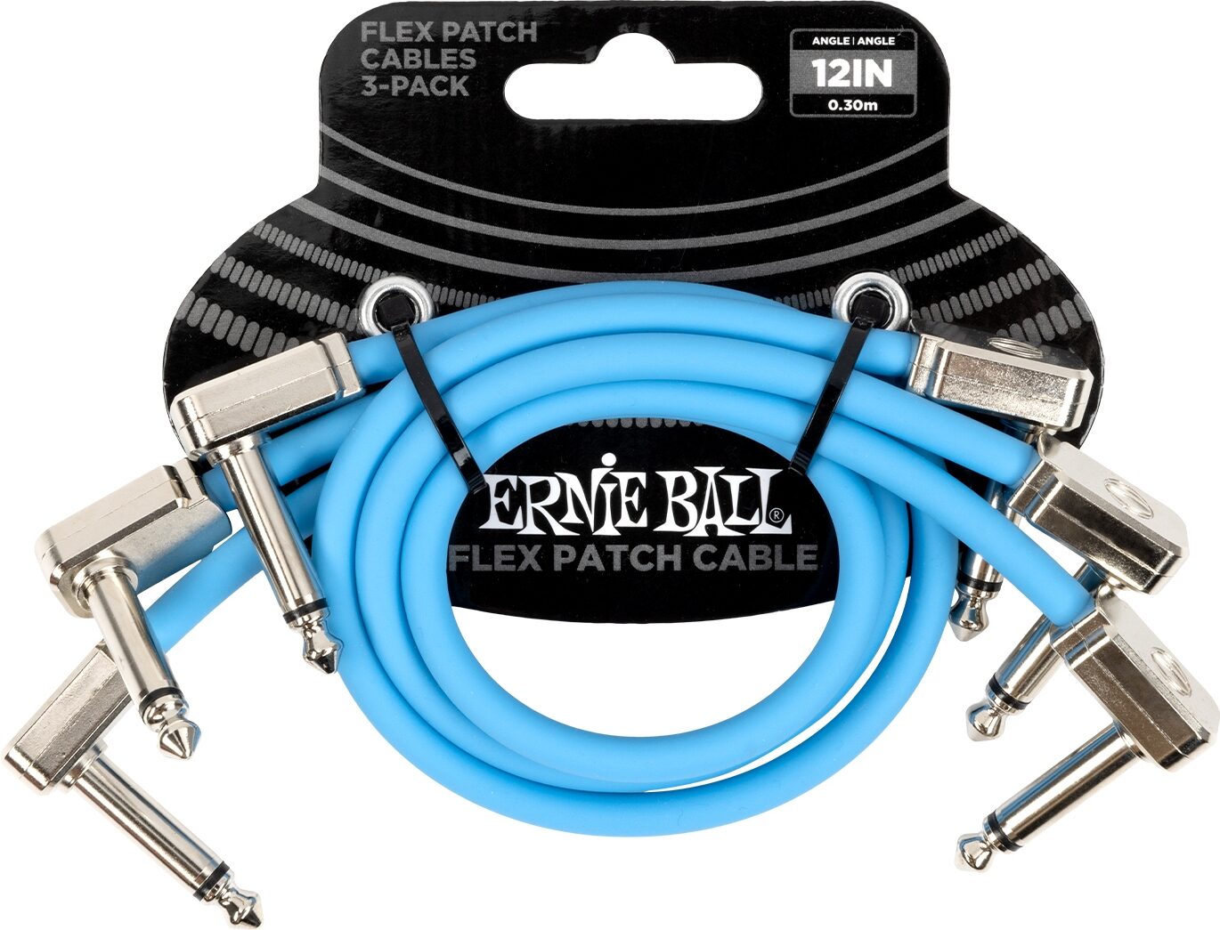 Ernie Ball Flex Patch Cables, Blue, 1 foot, 3-Pack, Action Position Back