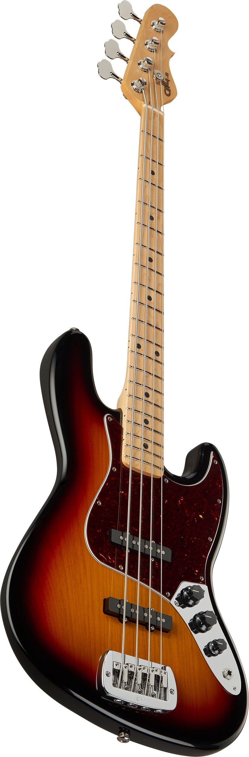 G&L Fullerton Deluxe JB Bass Guitar (with Gig Bag), Angled Front