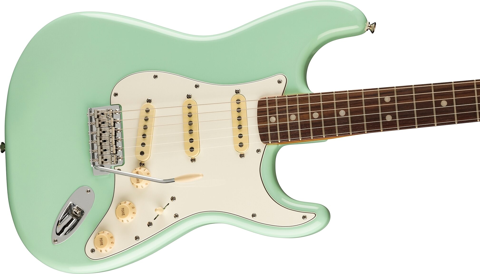Fender Vintera II '70s Stratocaster Electric Guitar, Rosewood Fingerboard (with Gig Bag), Surf Green, Action Position Back