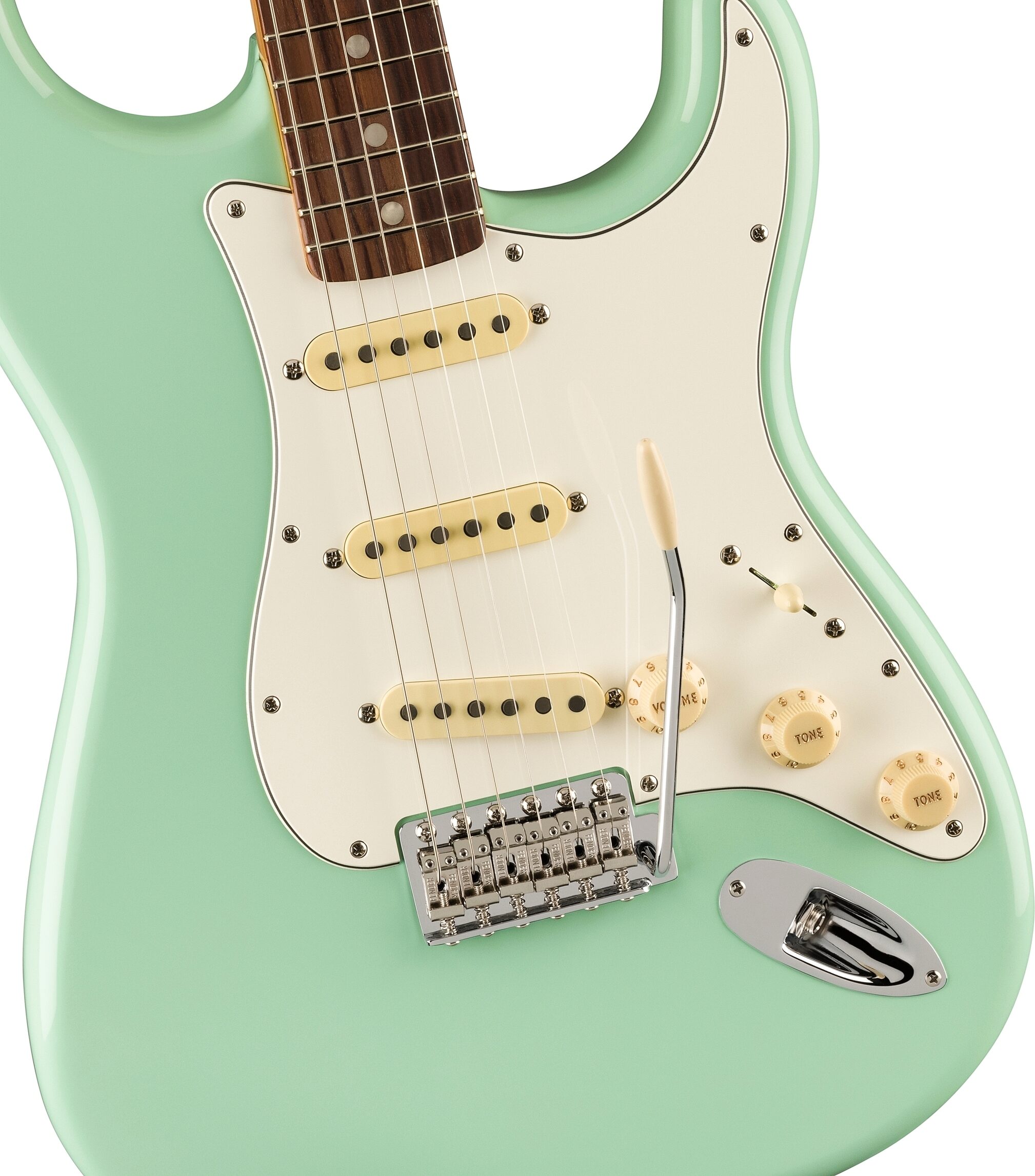 Fender Vintera II '70s Stratocaster Electric Guitar, Rosewood Fingerboard (with Gig Bag), Surf Green, Action Position Back