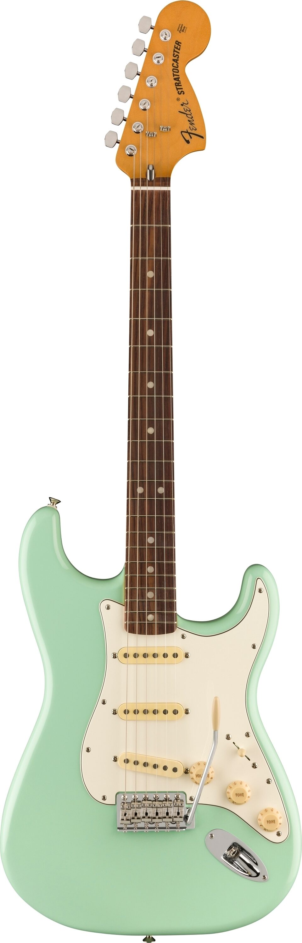 Fender Vintera II '70s Stratocaster Electric Guitar, Rosewood Fingerboard (with Gig Bag), Surf Green, Action Position Back