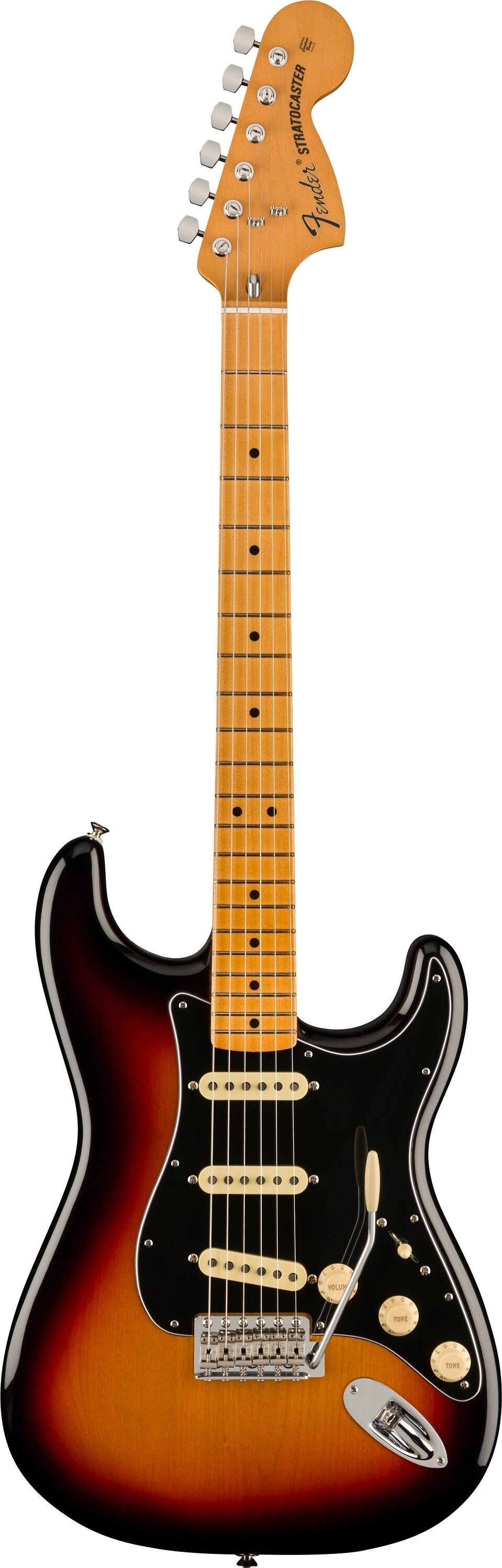 Fender Vintera II '70s Stratocaster Electric Guitar, Maple Fingerboard (with Gig Bag), 3-Color Sunburst, Action Position Back