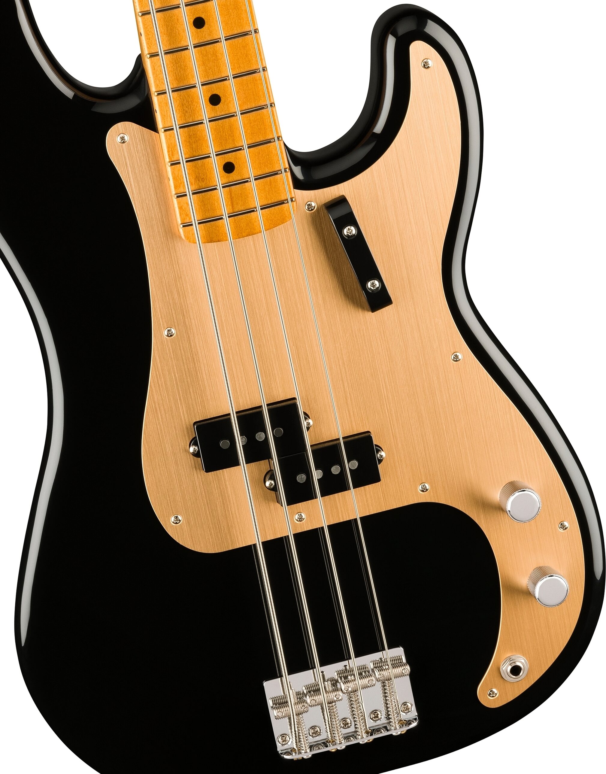 Fender Vintera II '50s Precision Electric Bass, Maple Fingerboard (with Gig Bag), Black, Action Position Back