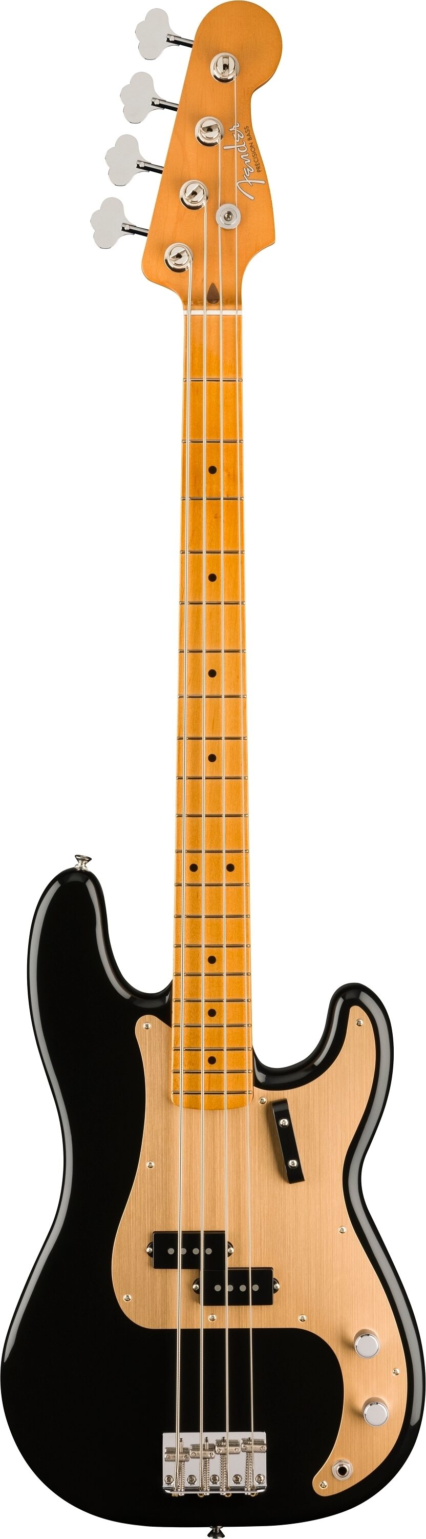 Fender Vintera II '50s Precision Electric Bass, Maple Fingerboard (with Gig Bag), Black, Action Position Back