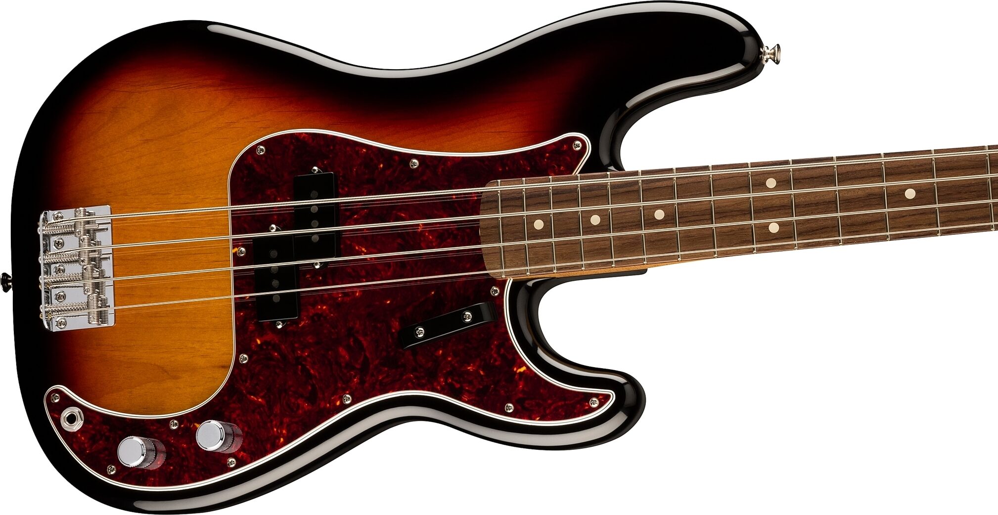 Fender Vintera II '60s Precision Electric Bass, Rosewood Fingerboard (with Gig Bag), 3-Color Sunburst, Action Position Back