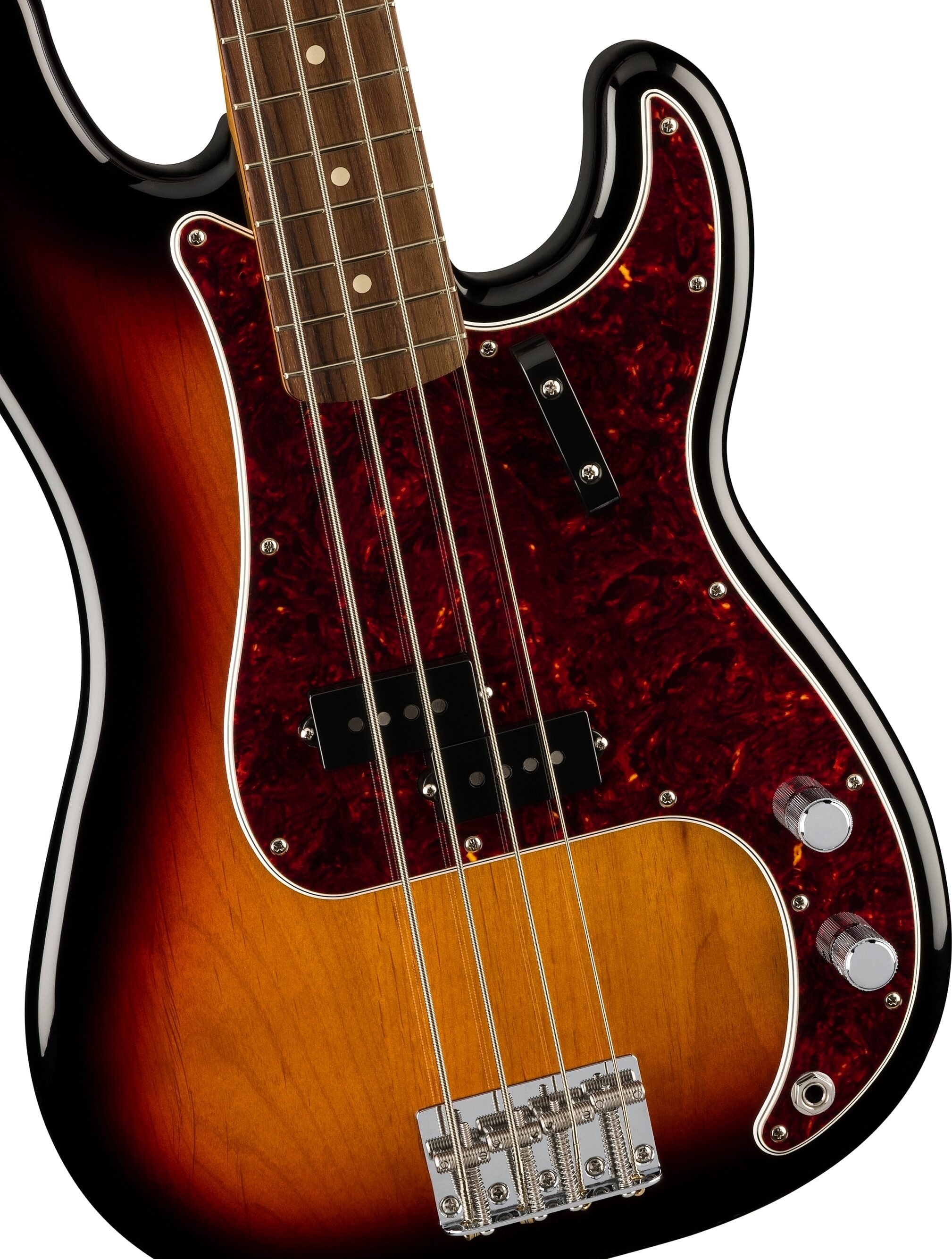Fender Vintera II '60s Precision Electric Bass, Rosewood Fingerboard (with Gig Bag), 3-Color Sunburst, Action Position Back