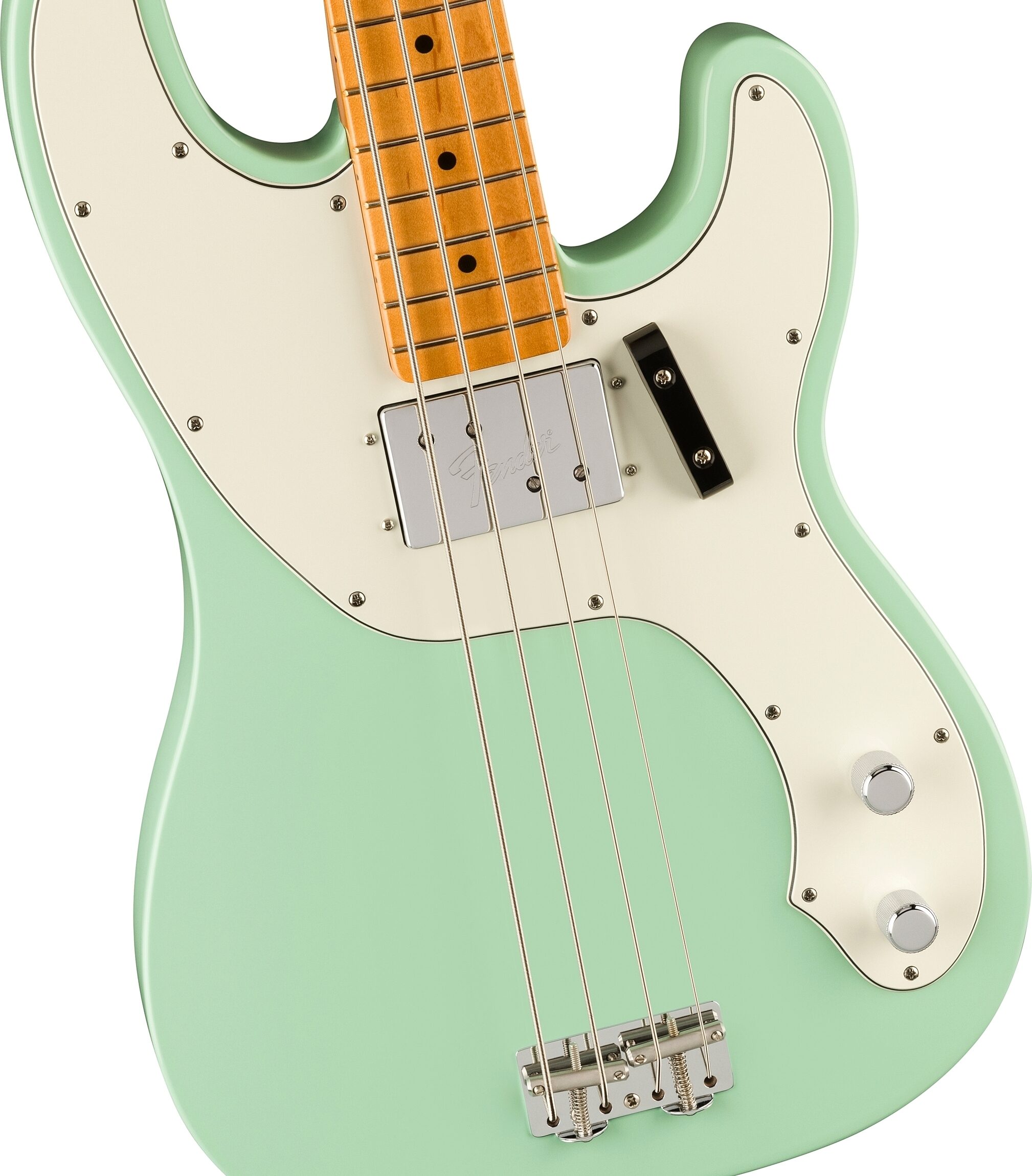 Fender Vintera II '70s Telecaster Electric Bass, Maple Fingerboard (with Gig Bag), Surf Green, Action Position Back